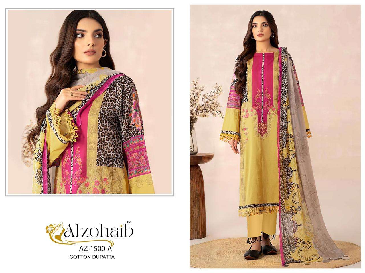 AL ZOHAIB AZ 1492 COTTON HEAVY PATCH EMBROIDERY WORK SALWAR KAMEEZ 