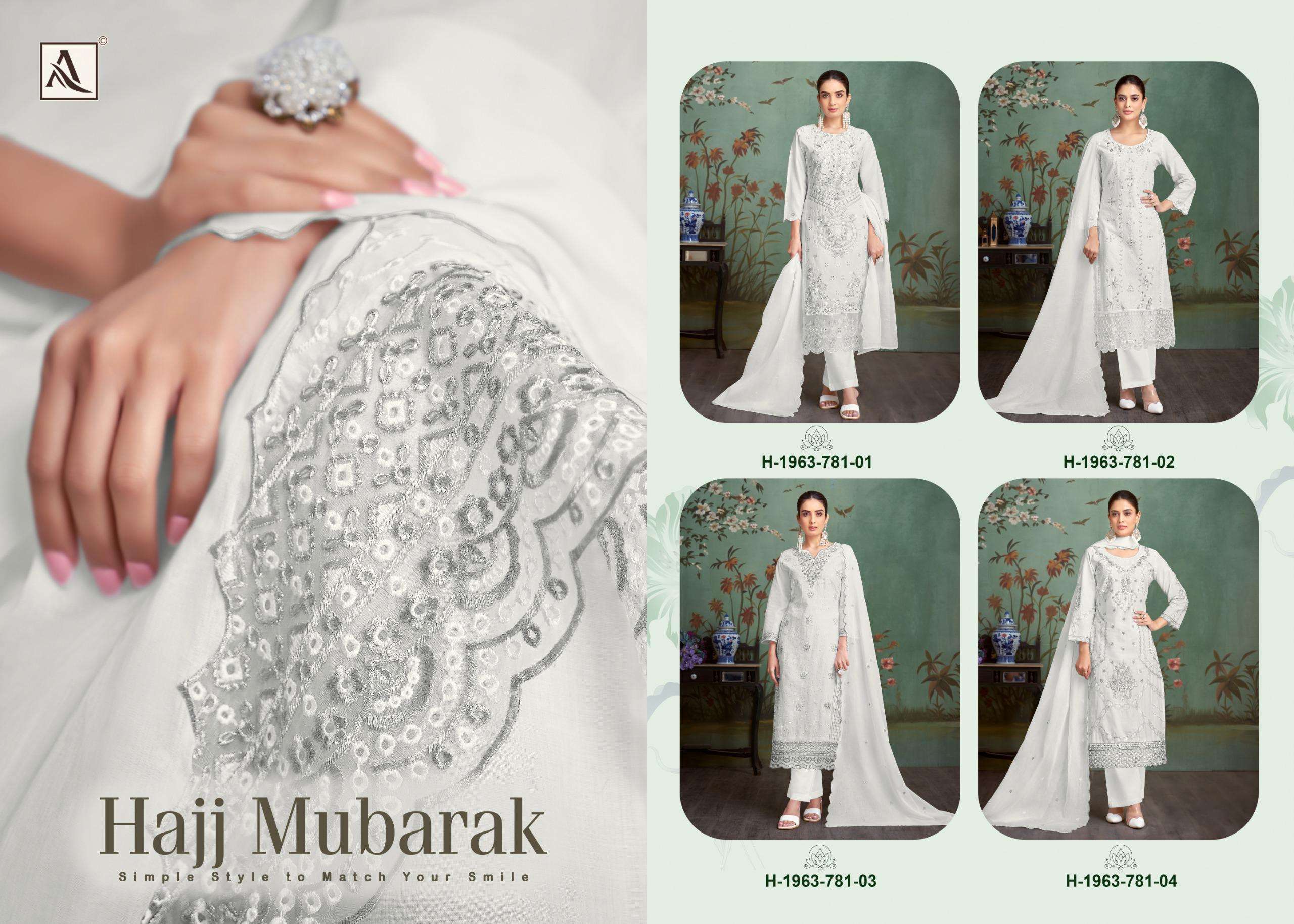ALOK SUITS HAJJ MUBARAK LAWN COTTON FANCY EMBROIDERY WORK SUIT