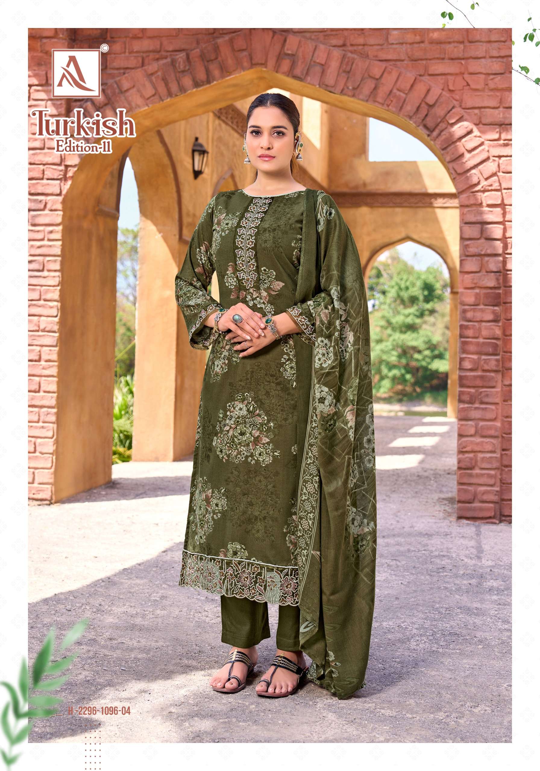 ALOK SUITS TURKISH EDITION 11 VISCOSE RAYON PRINT WITH FANCY WORK SUIT	