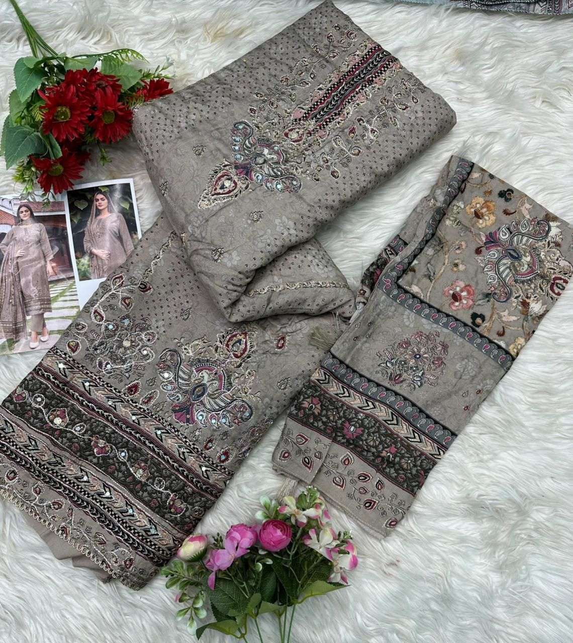 AMRUTVELA AT 168 VISCOSE DIGITAL PRINT WITH HAND WORK DESIGNER SUIT