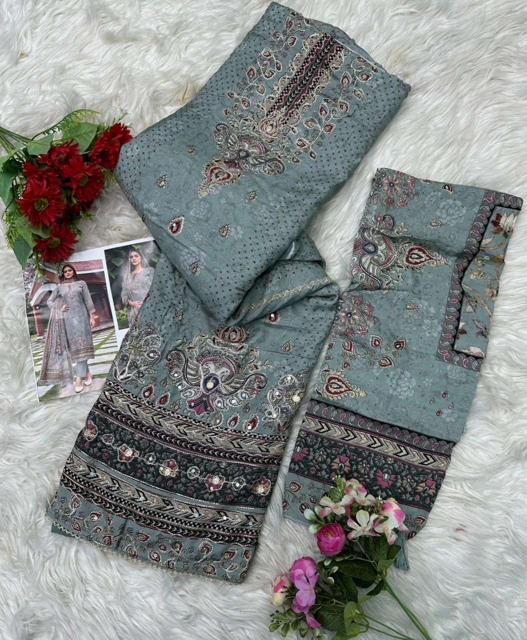 AMRUTVELA AT 168 VISCOSE DIGITAL PRINT WITH HAND WORK DESIGNER SUIT