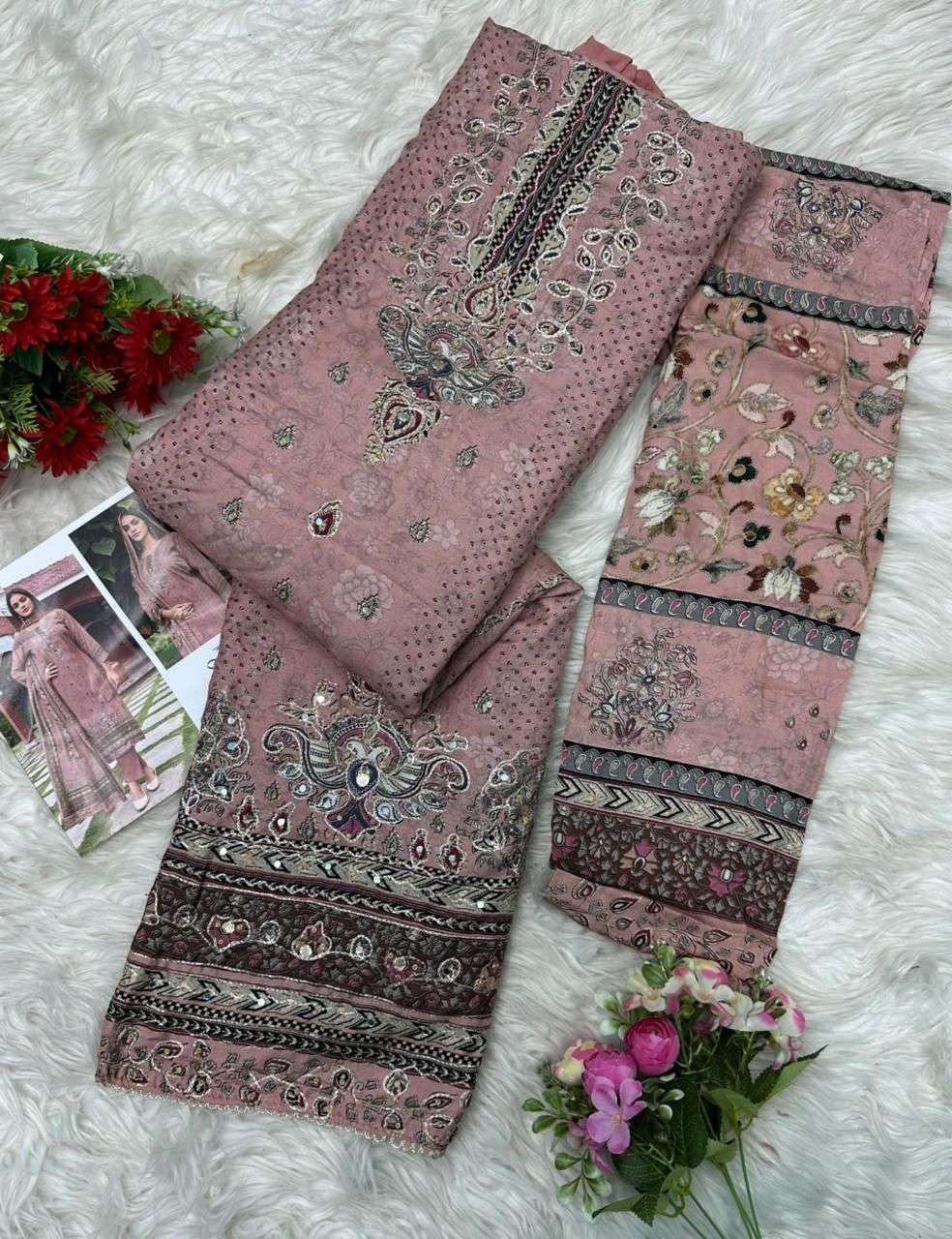 AMRUTVELA AT 168 VISCOSE DIGITAL PRINT WITH HAND WORK DESIGNER SUIT
