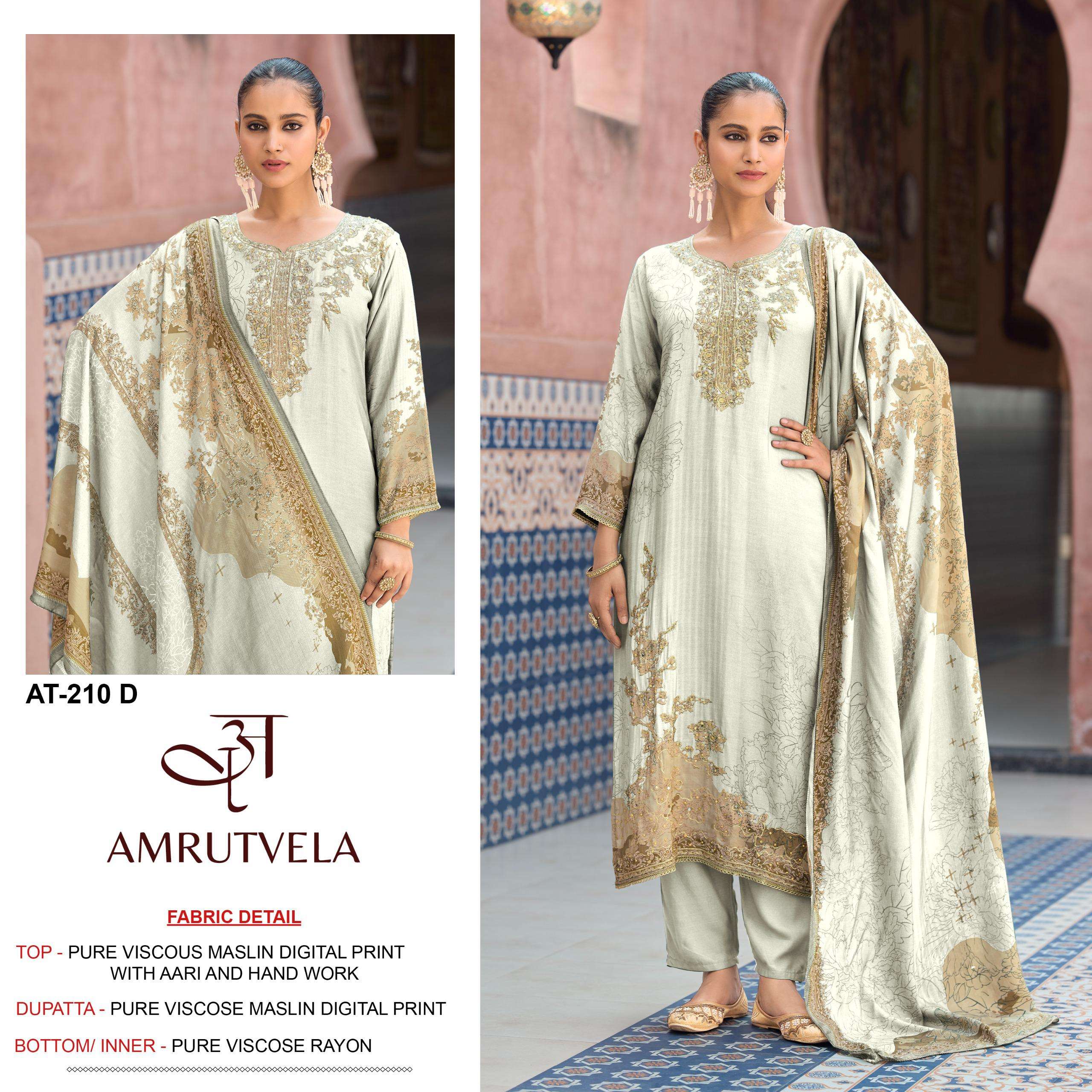 AMRUTVELA AT 210 VISCOSE DIGITAL PRINT WITH HAND WORK DESIGNER SUIT
