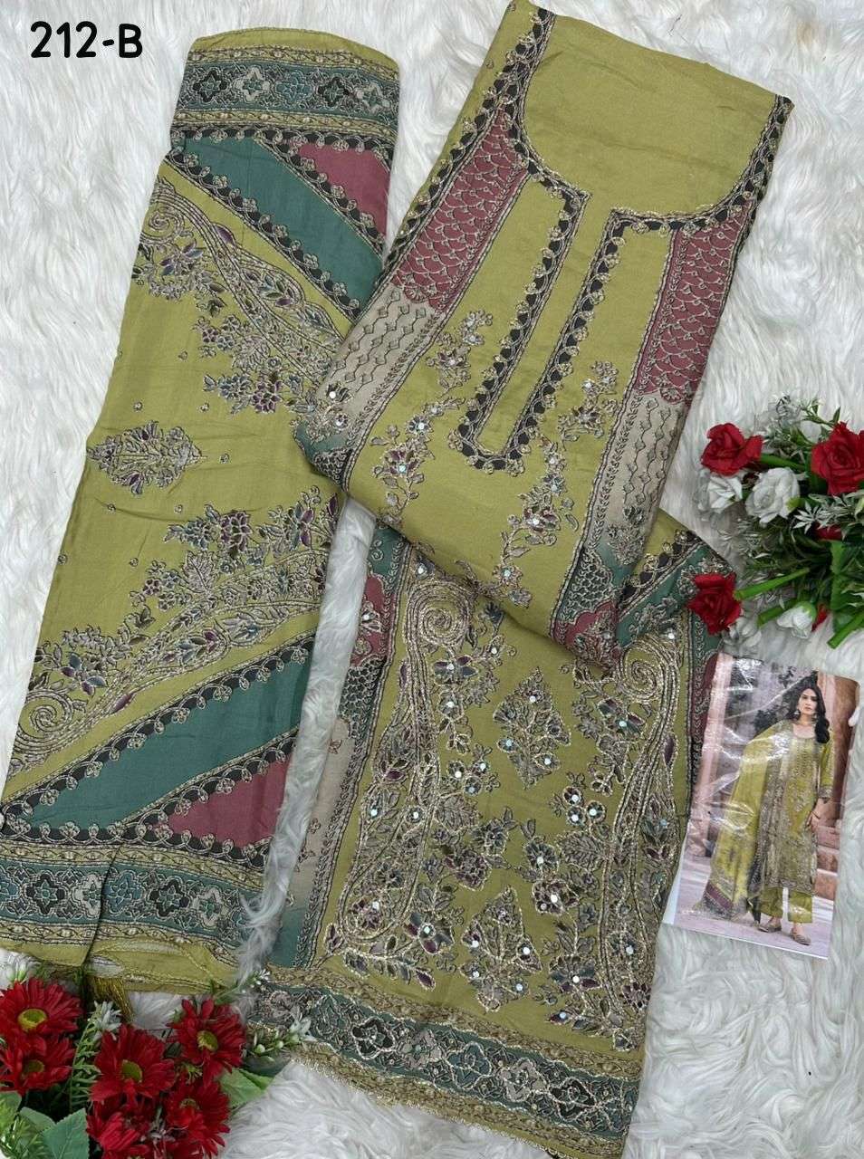 AMRUTVELA AT 212 VISCOSE DIGITAL PRINT WITH HAND WORK DESIGNER SUIT