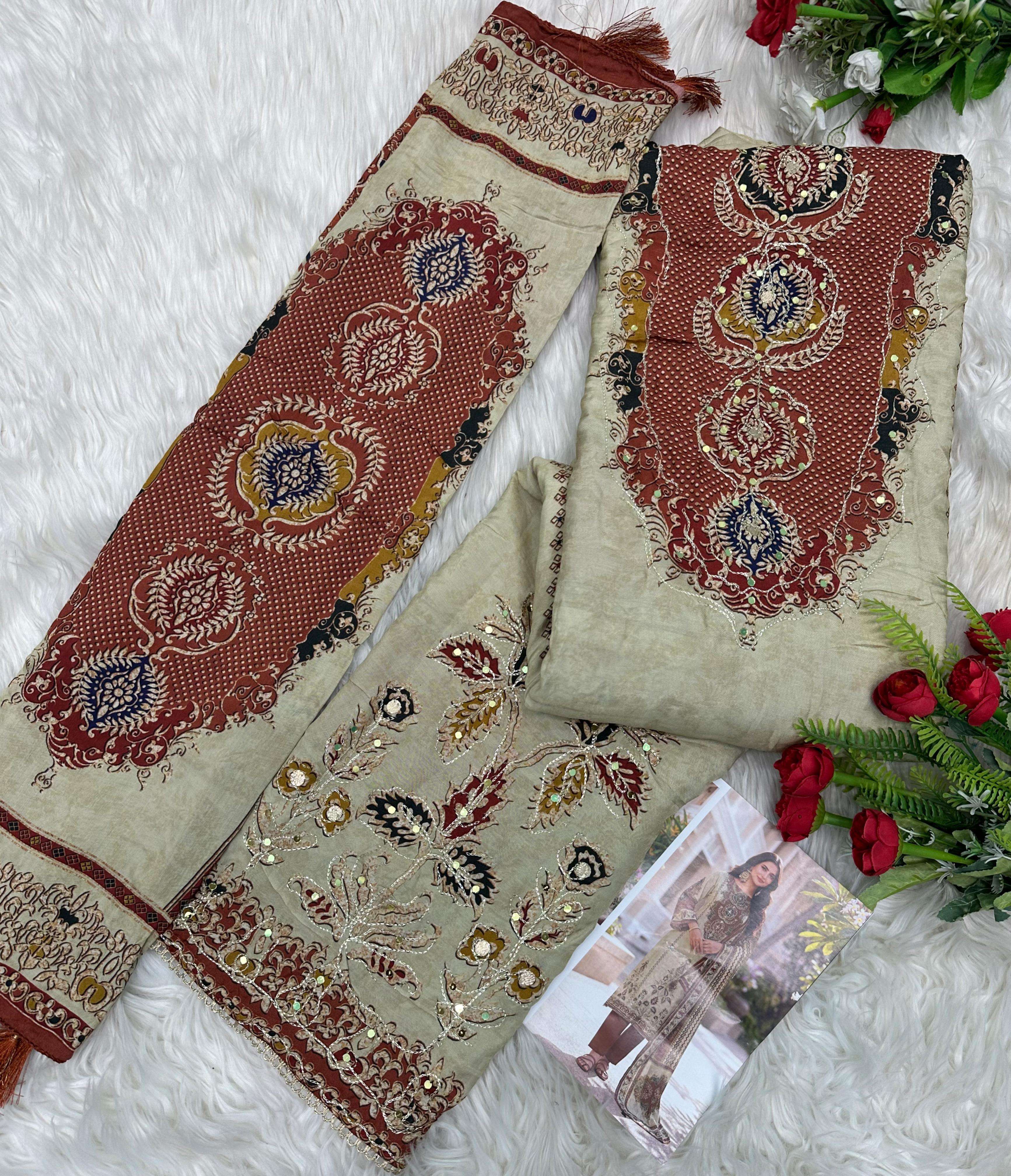 AMRUTVELA AT 215 VISCOSE MUSLIN DIGITAL PRINT WITH DESIGNER WORK SUIT