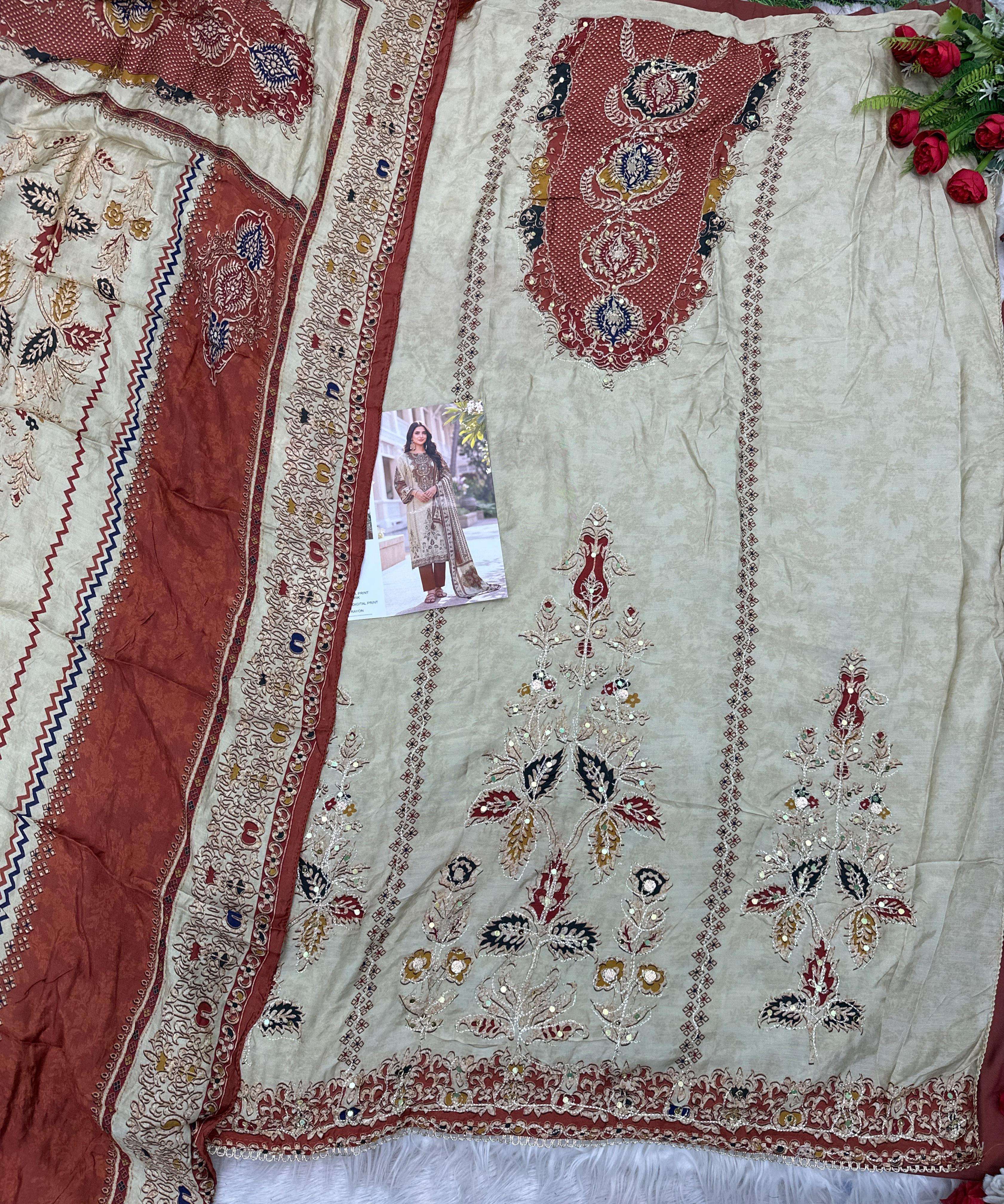 AMRUTVELA AT 215 VISCOSE MUSLIN DIGITAL PRINT WITH DESIGNER WORK SUIT