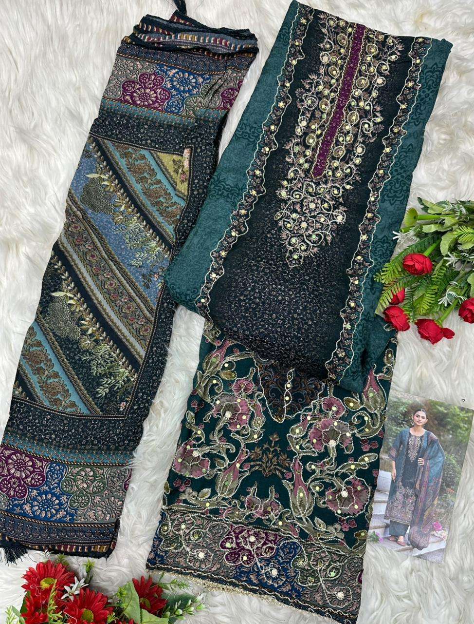 AMRUTVELA AT 228 VISCOSE DIGITAL PRINT WITH HAND WORK DESIGNER SUIT