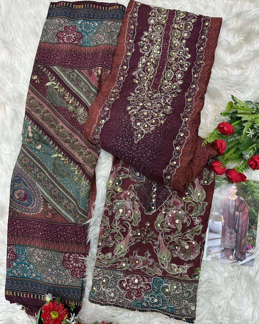 AMRUTVELA AT 228 VISCOSE DIGITAL PRINT WITH HAND WORK DESIGNER SUIT