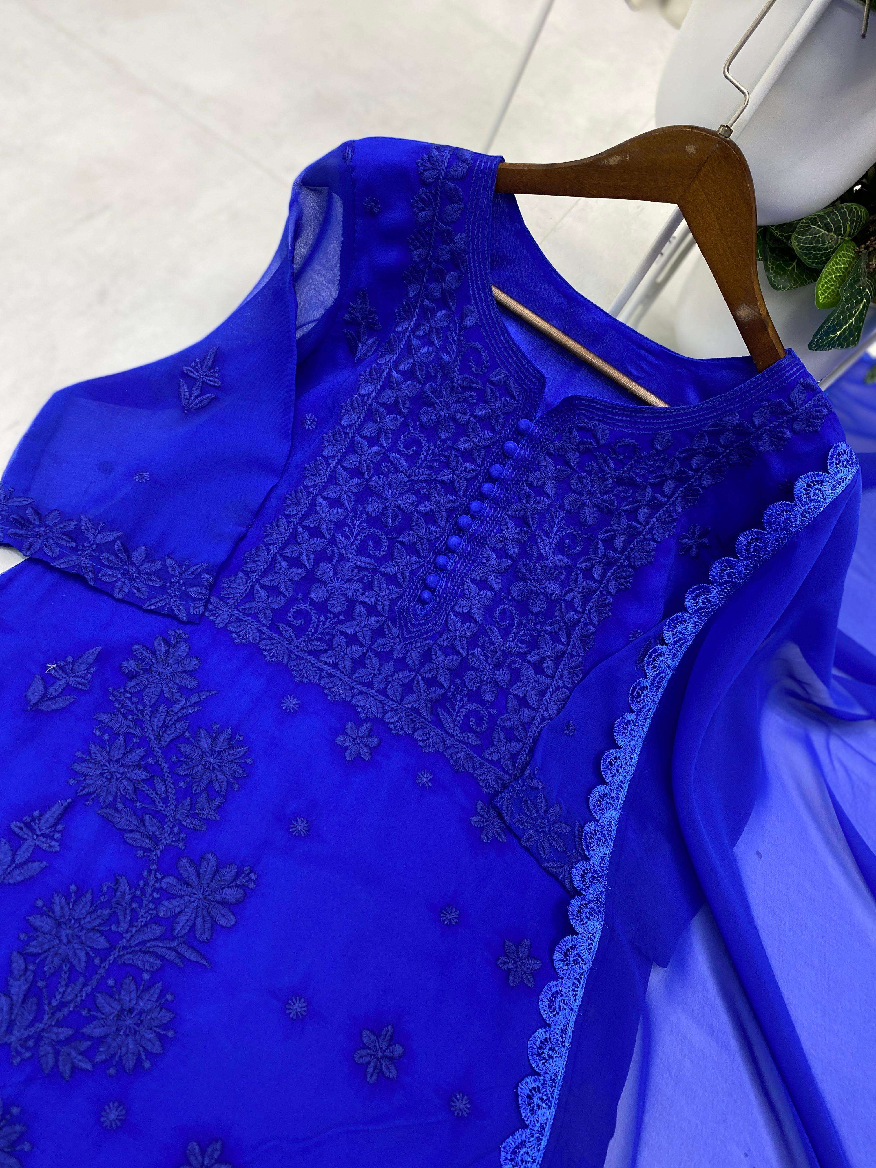 BE 354 CHIKANKARI GEORGETTE DESIGNER FANCY READY MADE LADIES SUIT