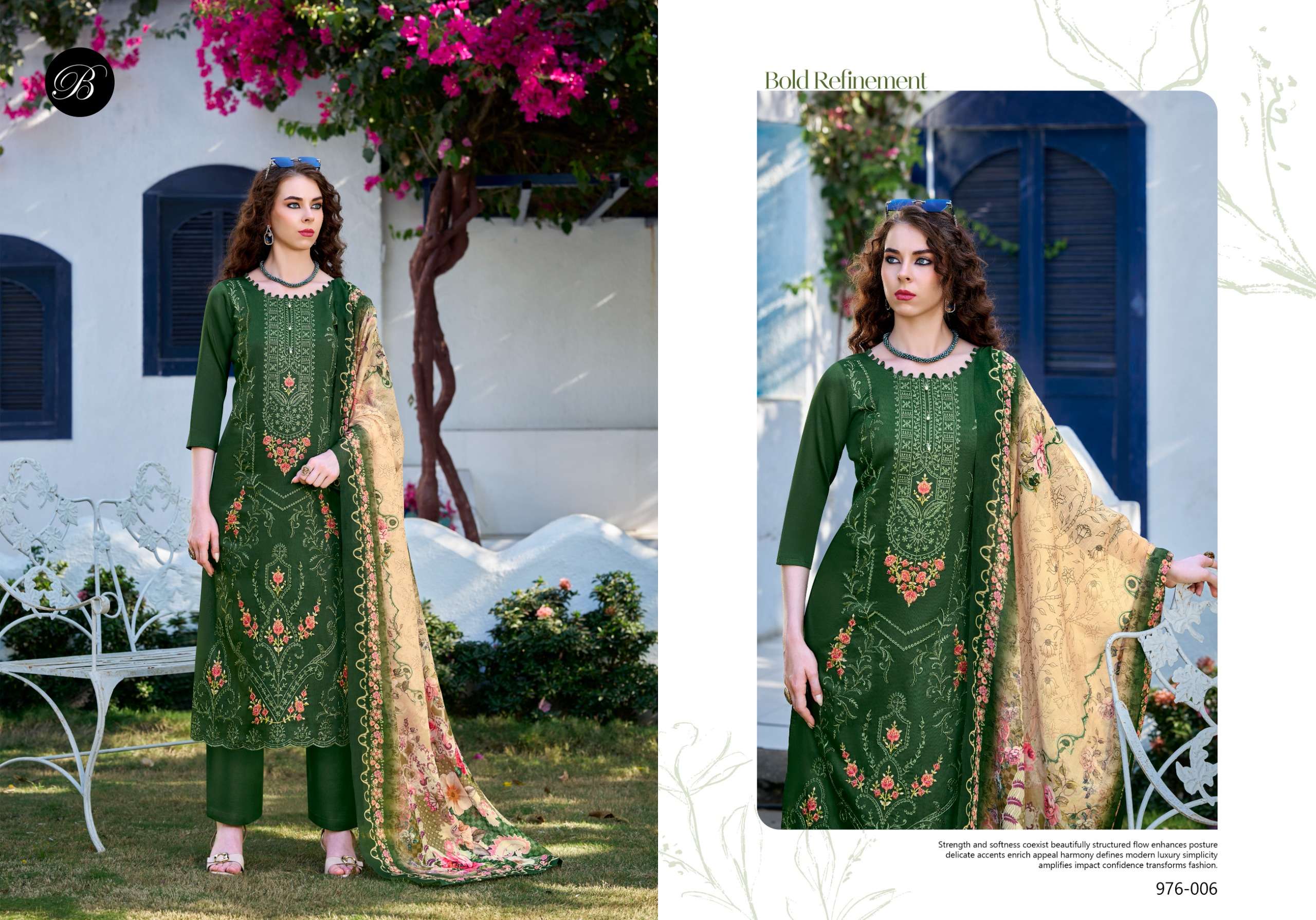 BELLIZA DESIGNER STUDIO ZARQASH VOL 17 JAM COTTON FANCY EMBROIDERY WORK SUITS	