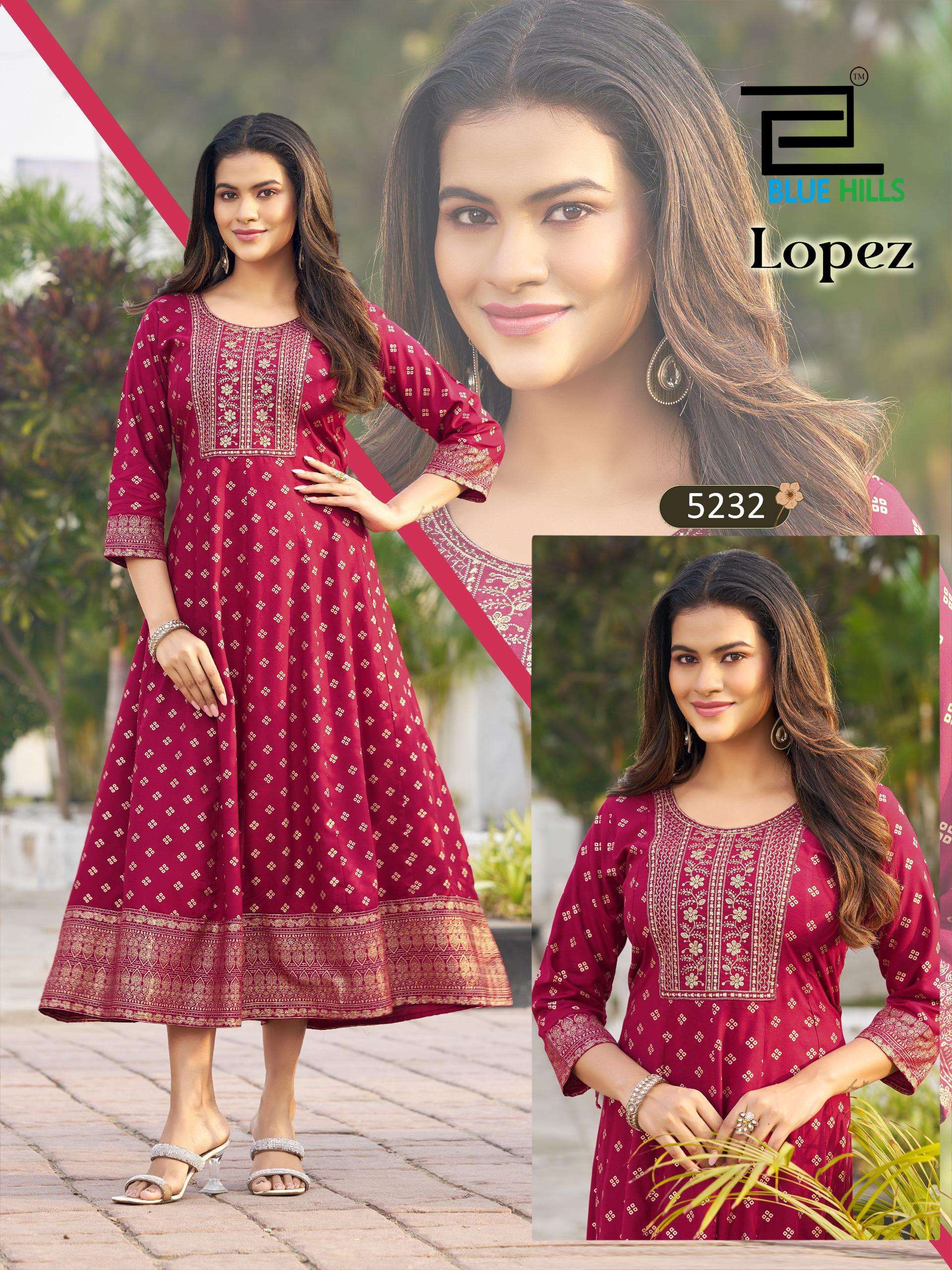 BLUE HILLS LOPEZ RAYON FANCY ANARKALI STYLE LADIES GOWNS DRESS