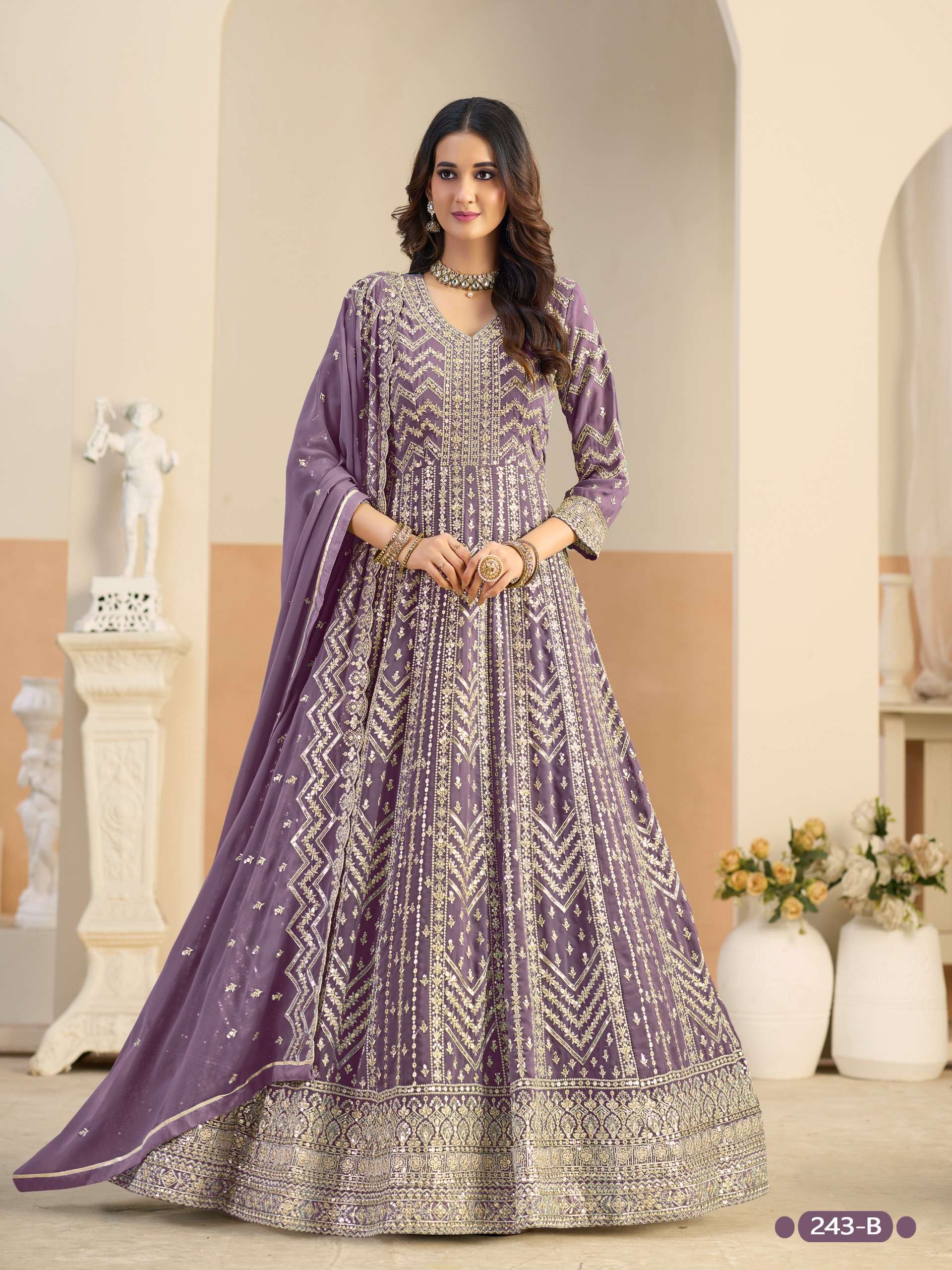 DANI CREATION AANAYA VOL 243 GEORGETTE HEAVY EMBROIDERED DESIGNER FESTIVE WEAR SUIT