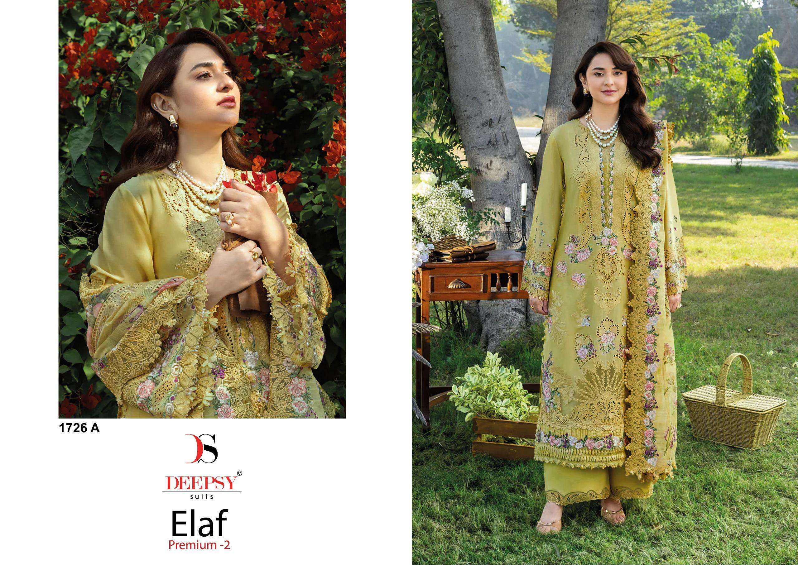 DEEPSY SUITS ELAF PREMIUM LUXURY LAWN COLLECTION VOL 2 D NO 1726 