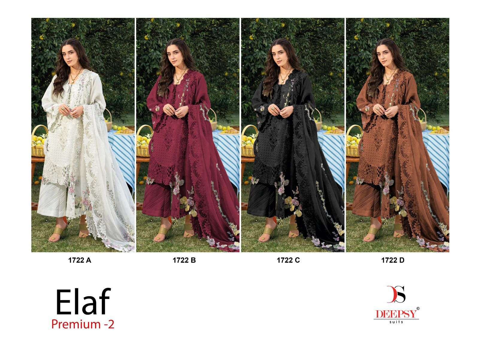 DEEPSY SUITS  ELAF PREMIUM VOL 2 D NO 1722 COTTON HEAVY EMBROIDERY DESIGNER SUIT