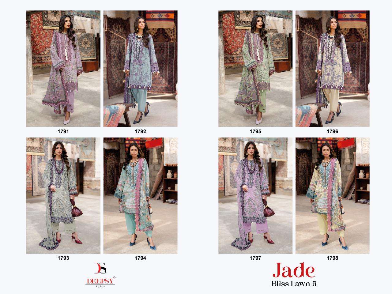 DEEPSY SUITS JADE BLISS LAWN VOL 5 COTTON HEAVY PATCH EMBROIDERY WORK SUIT