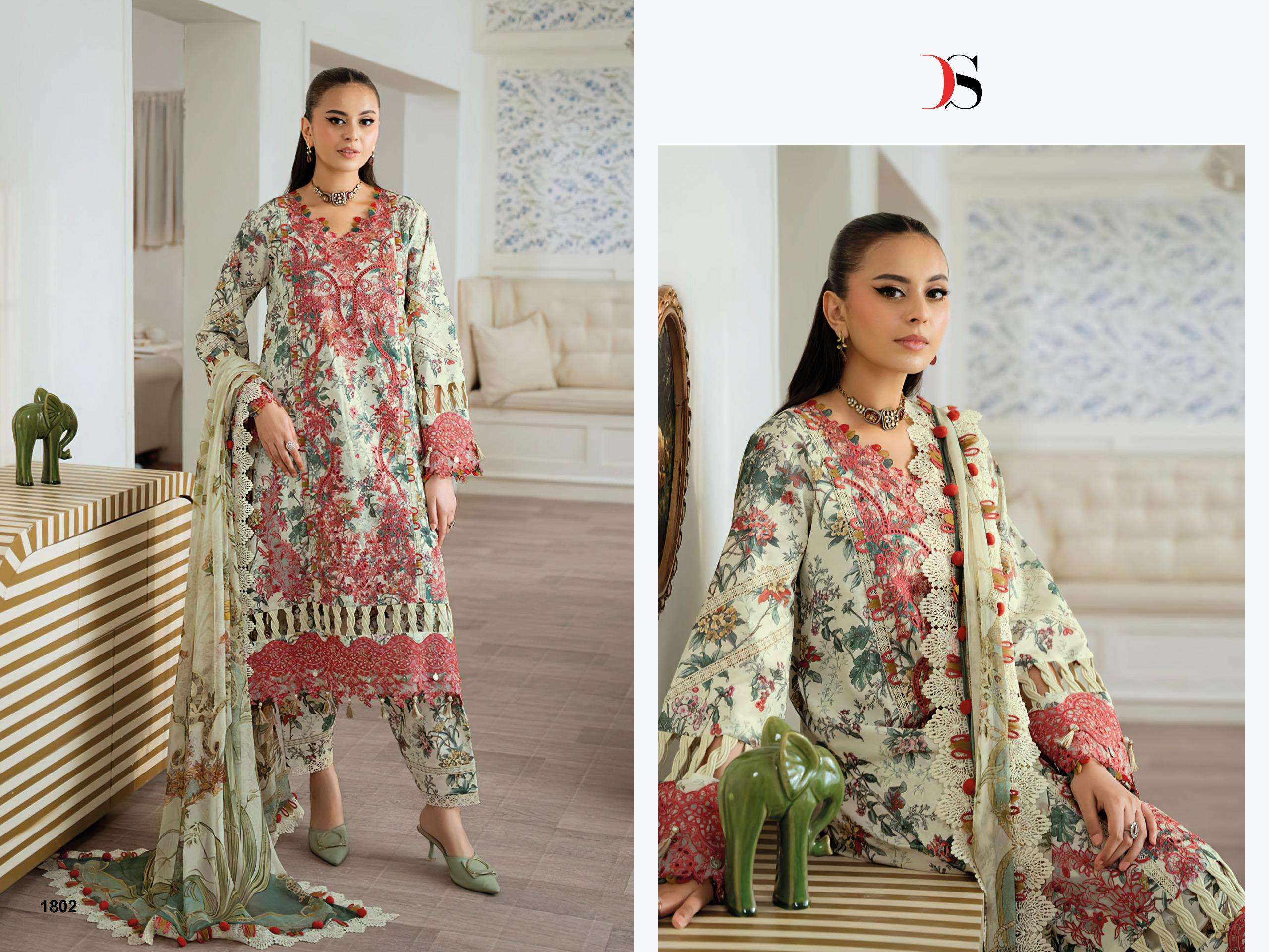 DEEPSY SUITS JADE FLORA PREMIUM COLLECTION COTTON HEAVY EMBROIDERY DESIGNER WORK SUIT