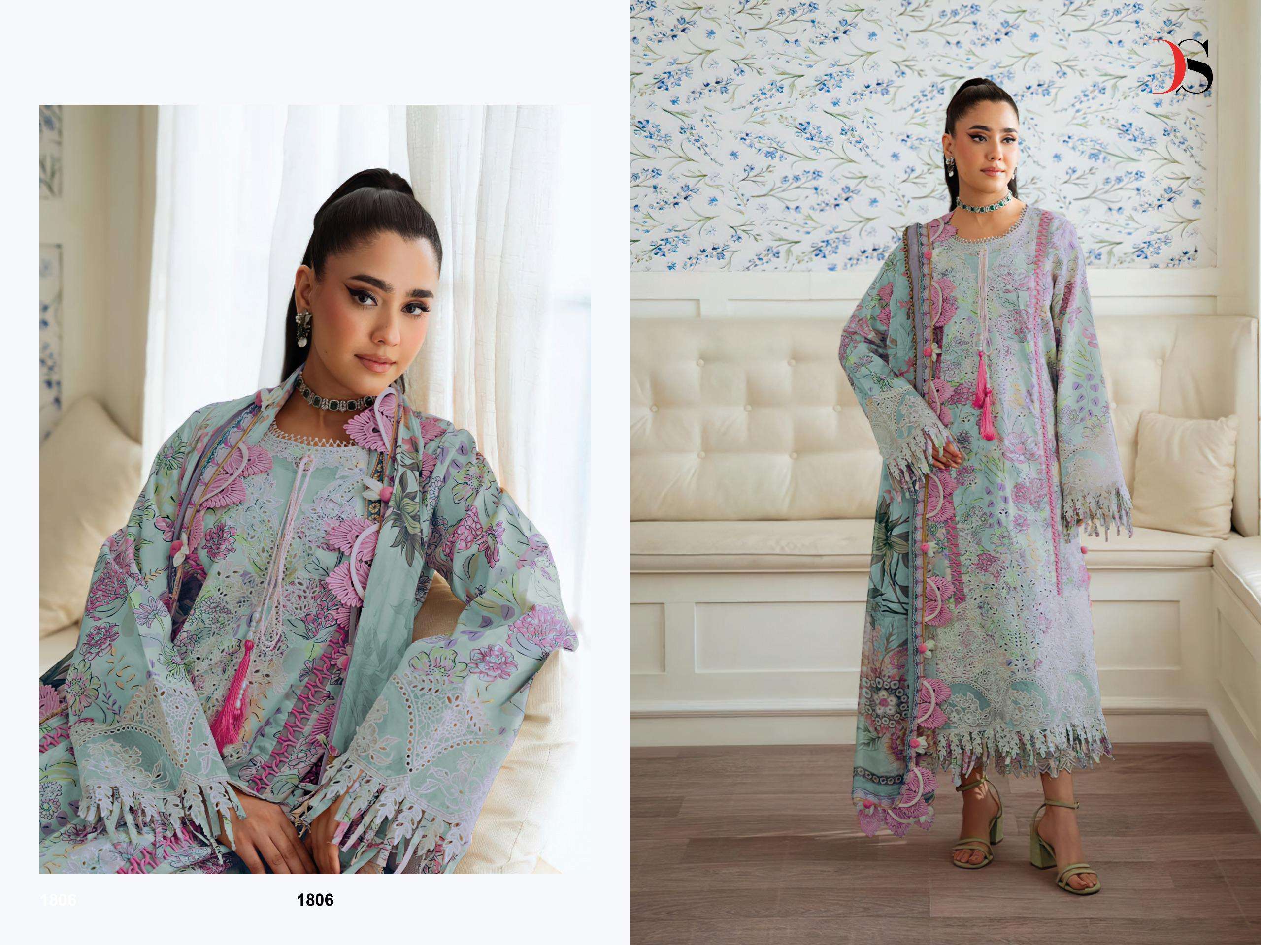 DEEPSY SUITS JADE FLORA PREMIUM COLLECTION COTTON HEAVY EMBROIDERY DESIGNER WORK SUIT