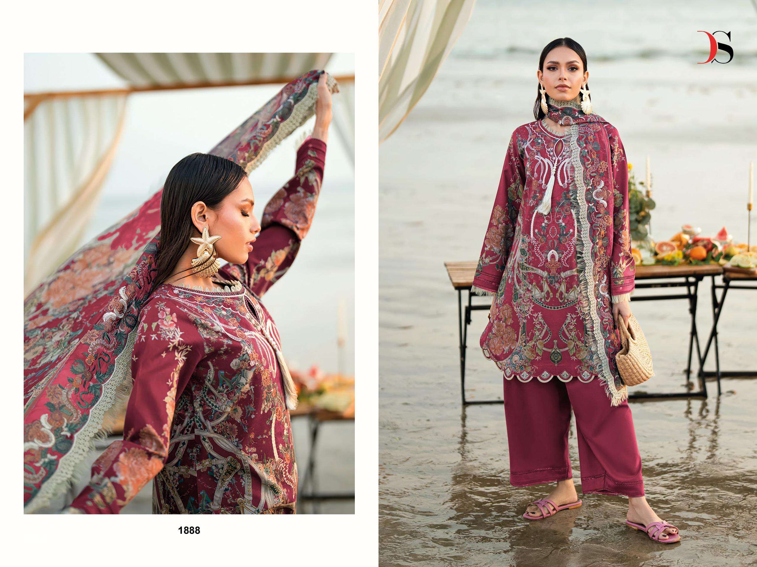 DEEPSY SUITS JADE NEEDLE WONDER VOL 6 COTTON HEAVY PATCH EMBROIDERY WORK SUIT