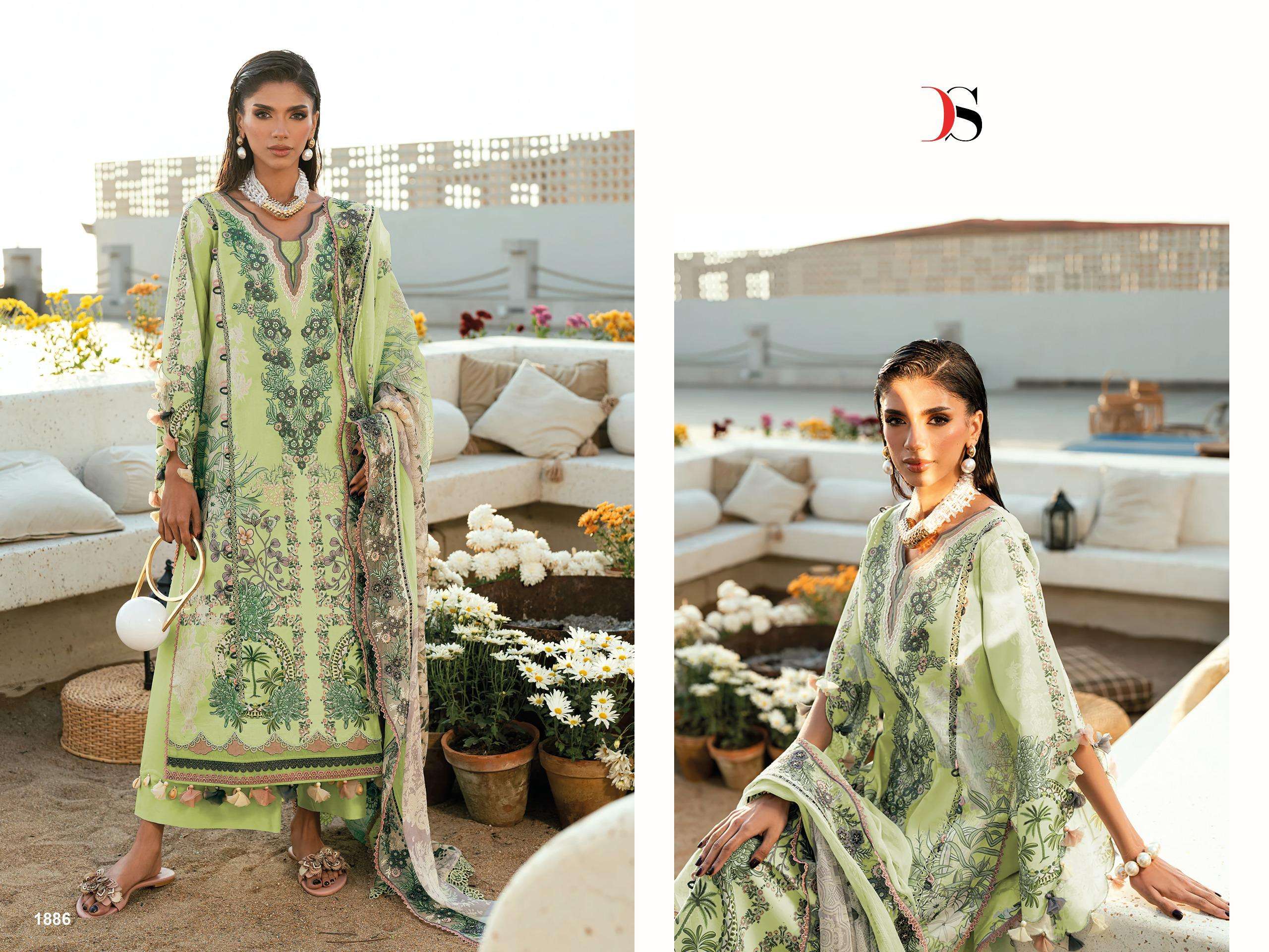 DEEPSY SUITS JADE NEEDLE WONDER VOL 6 COTTON HEAVY PATCH EMBROIDERY WORK SUIT