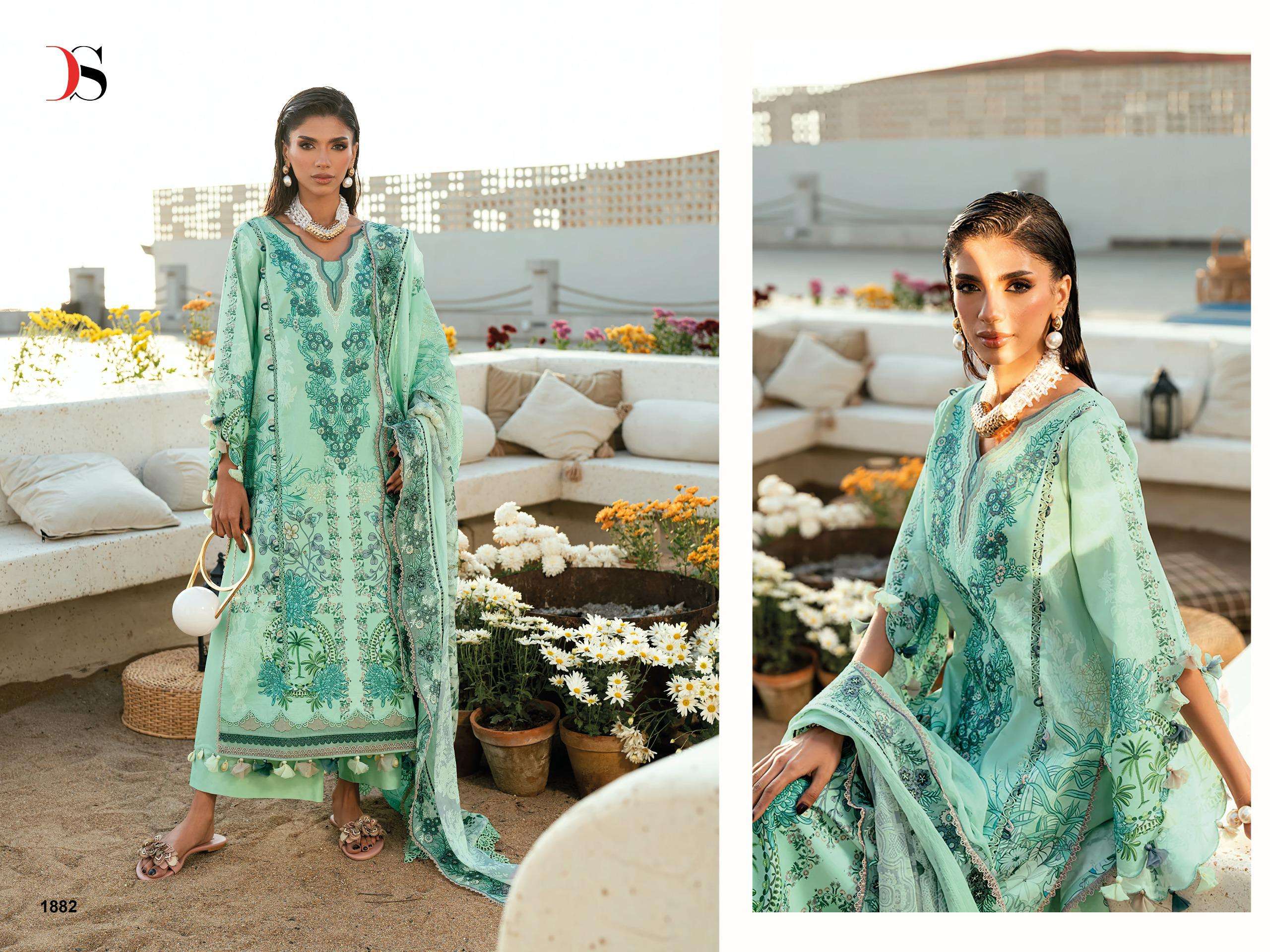 DEEPSY SUITS JADE NEEDLE WONDER VOL 6 COTTON HEAVY PATCH EMBROIDERY WORK SUIT