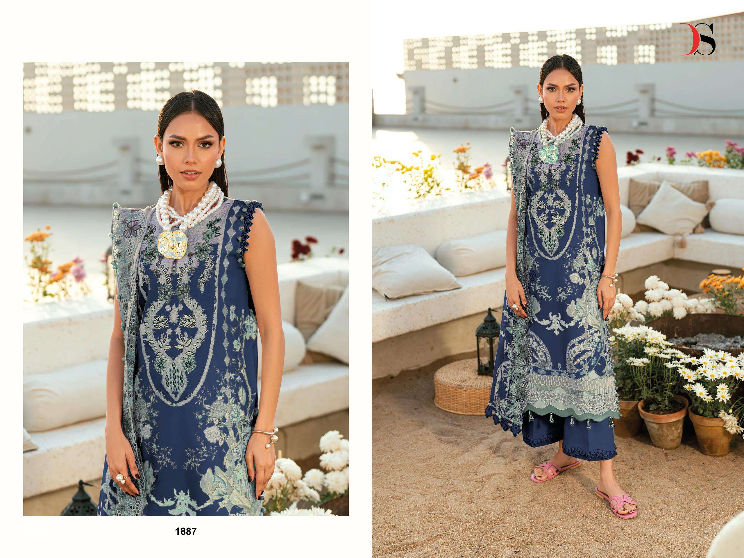 DEEPSY SUITS JADE NEEDLE WONDER VOL 6 COTTON HEAVY PATCH EMBROIDERY WORK SUIT