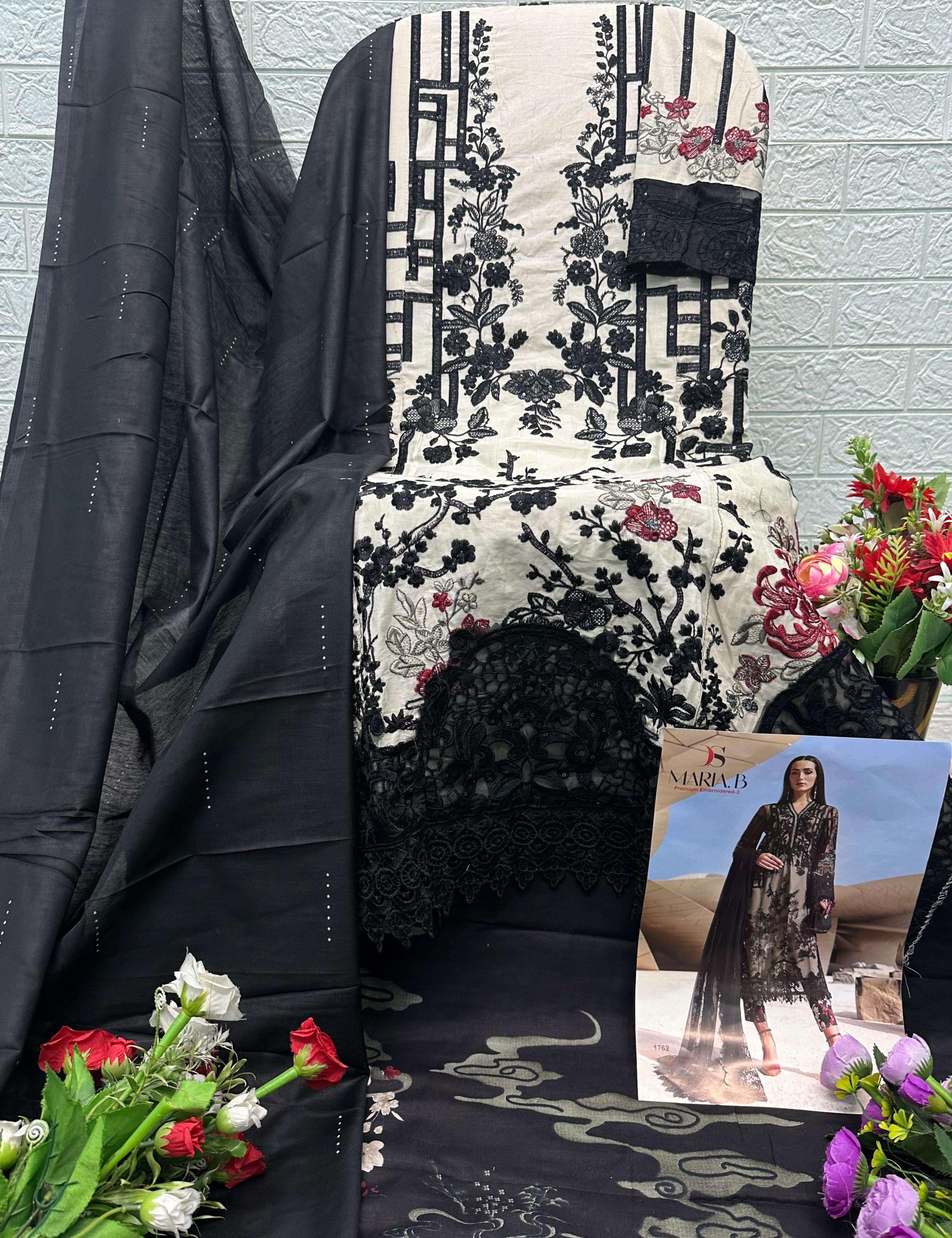 DEEPSY SUITS MARIA B PREMIUM EMBROIDERED D NO 1762 COTTON DESIGNER WORK PAKISTANI SUIT