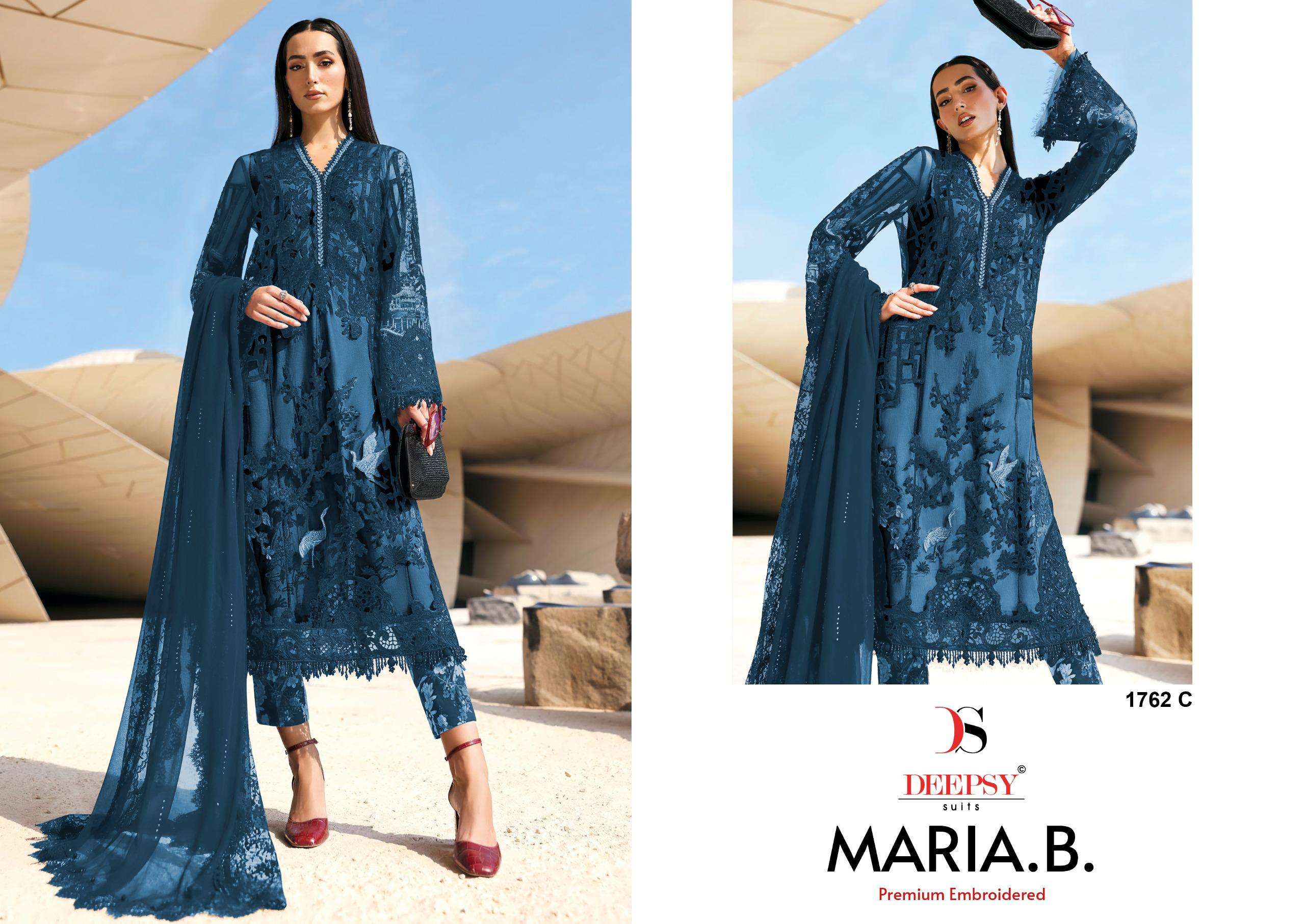 DEEPSY SUITS MARIA B PREMIUM EMBROIDERED D NO 1762 COTTON DESIGNER WORK PAKISTANI SUIT