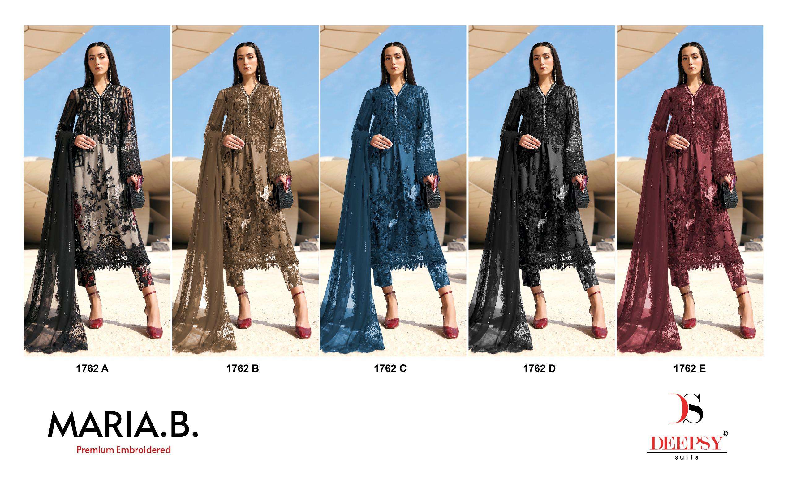 DEEPSY SUITS MARIA B PREMIUM EMBROIDERED D NO 1762 COTTON DESIGNER WORK PAKISTANI SUIT