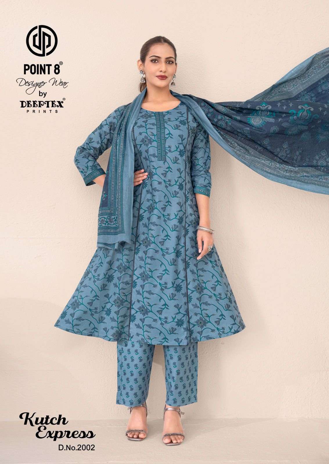 DEEPTEX PRINTS KUTCH EXPRESS VOL 2 COTTON PRINT ANARKALI STYLE LADIES 3PCS SET COLLECTION 
