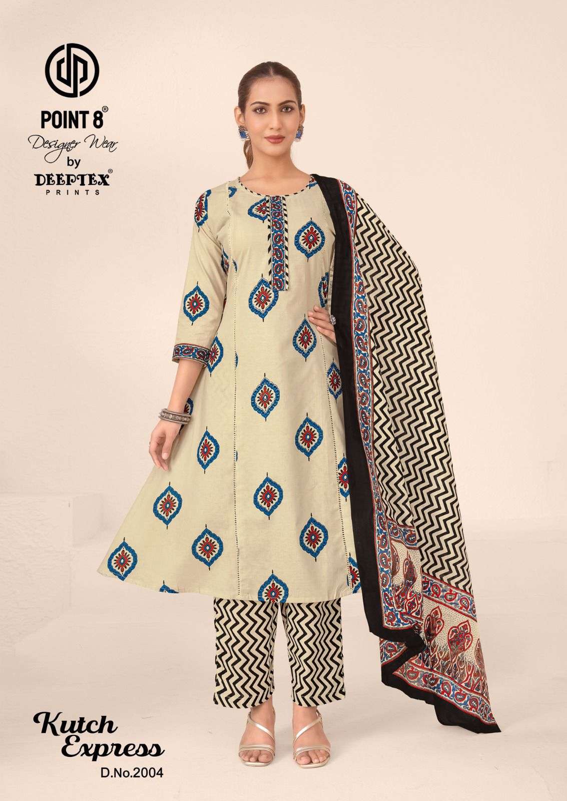 DEEPTEX PRINTS KUTCH EXPRESS VOL 2 COTTON PRINT ANARKALI STYLE LADIES 3PCS SET COLLECTION 