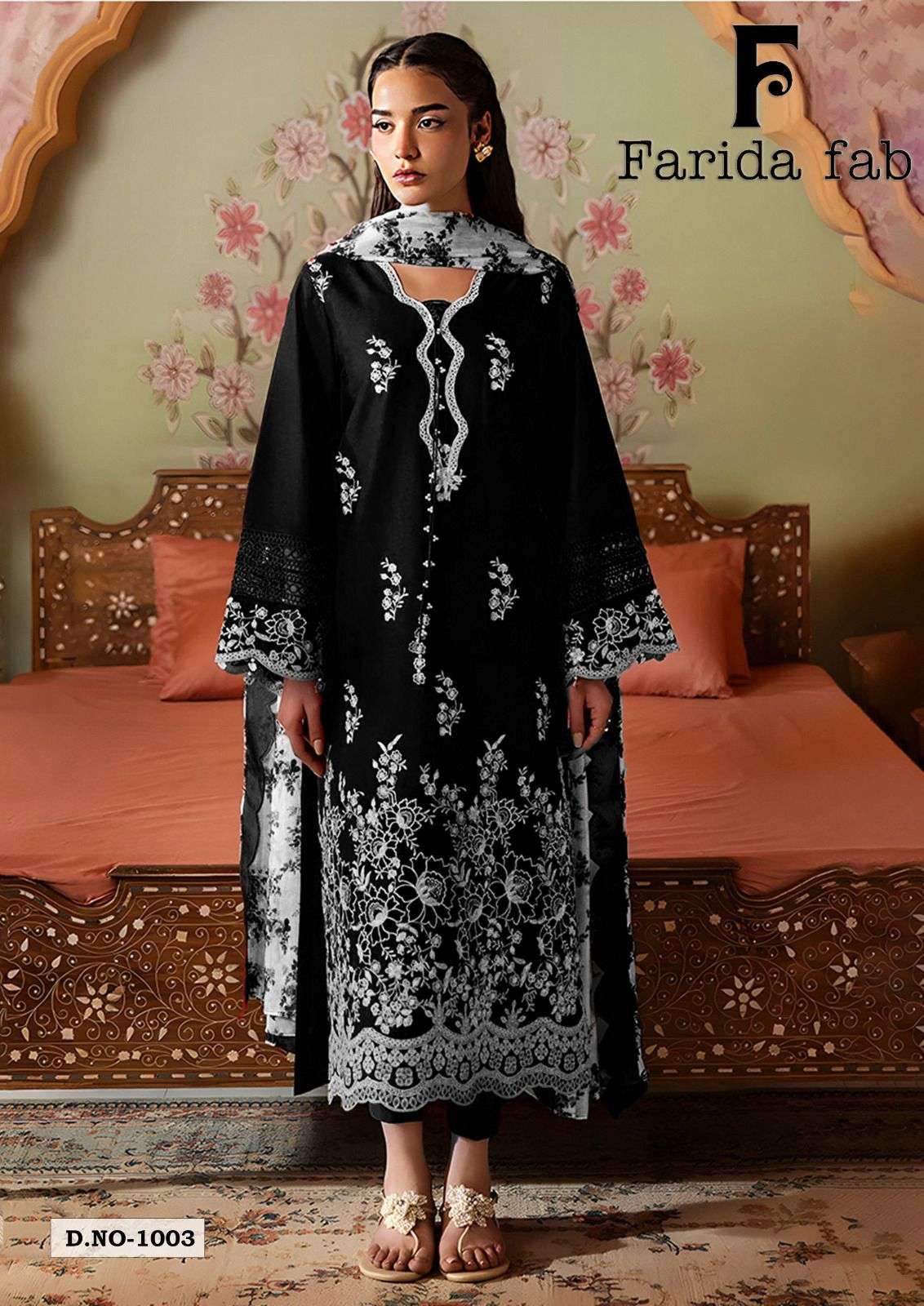 FARIDA FAB BLACK AND WHITE HEAVY LUXURY LAWN COLLECTION COTTON DIGITAL PRINTS SALWAR SUIT