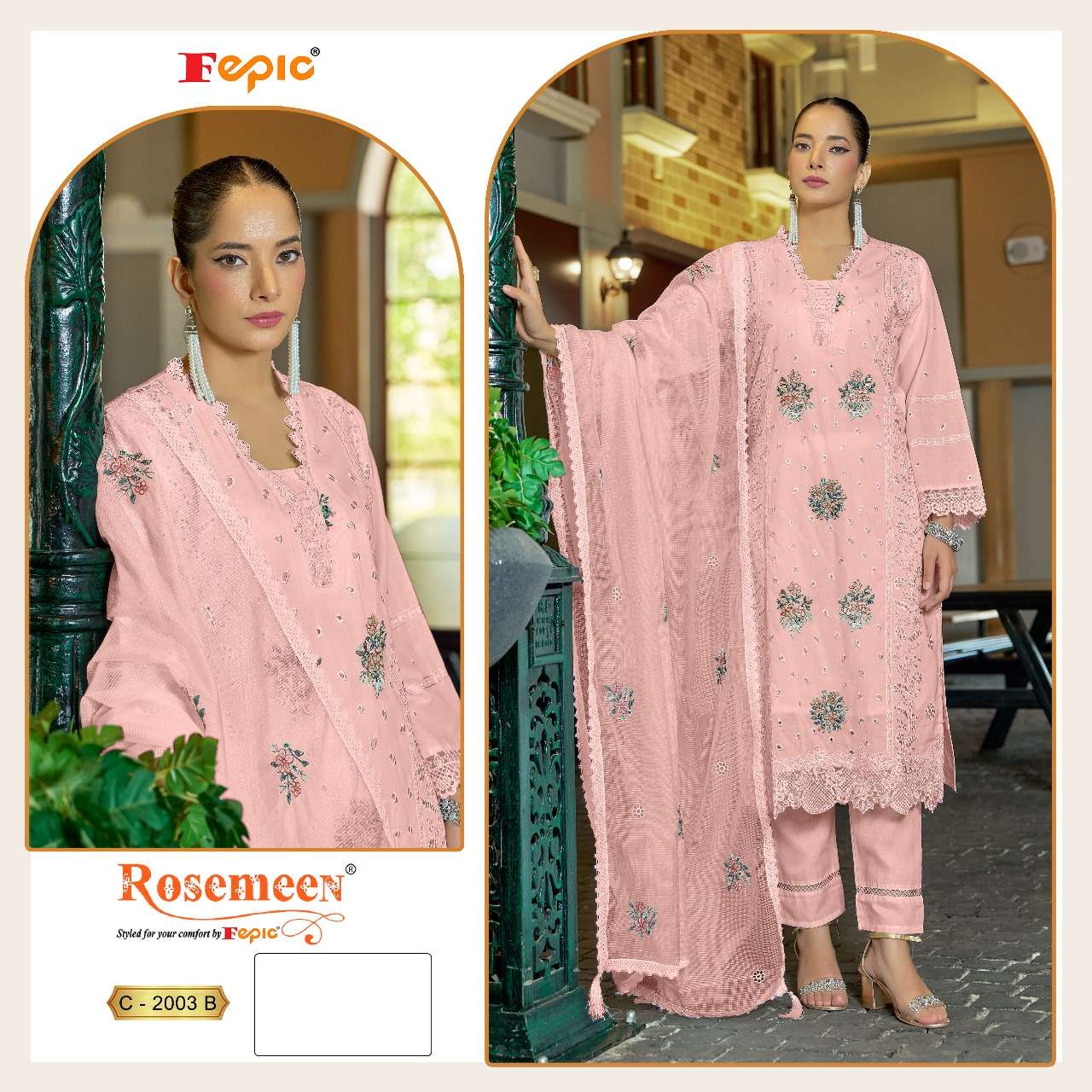 FEPIC ROSEMEEN C 2003 COTTON HEAVY EMBROIDERED DESIGNER WORK SUIT