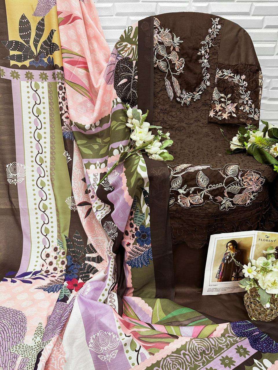 FLORENT D NO 1048 COTTON HEAVY EMBROIDERY DESIGNER WORK PAKISTANI SUIT
