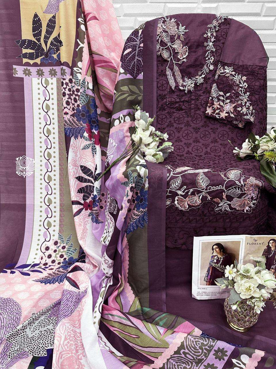 FLORENT D NO 1048 COTTON HEAVY EMBROIDERY DESIGNER WORK PAKISTANI SUIT