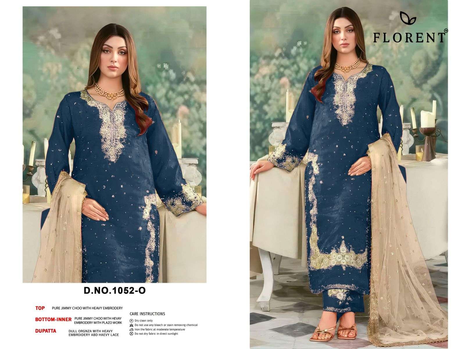 FLORENT D NO 1052 MNOP JIMMY SILK WITH BEAUTIFUL EMBROIDERY DESIGNER WORK SUIT