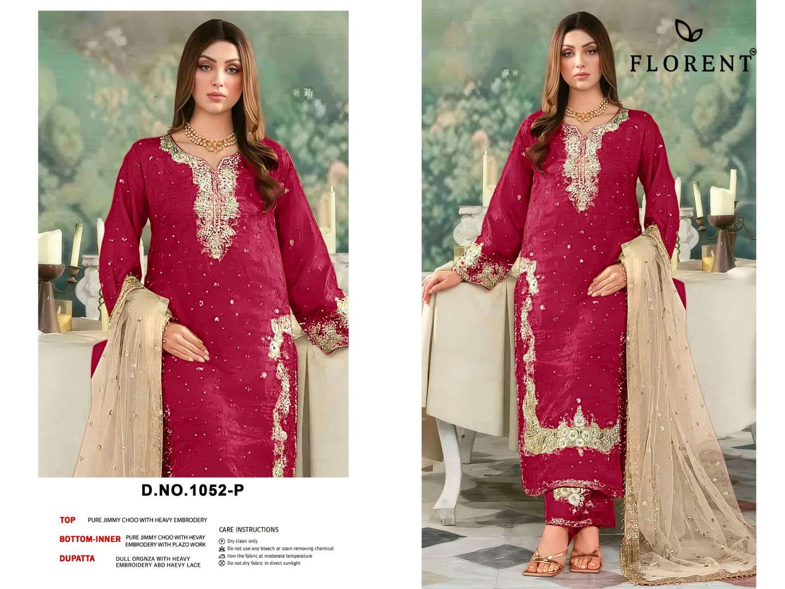 FLORENT D NO 1052 MNOP JIMMY SILK WITH BEAUTIFUL EMBROIDERY DESIGNER WORK SUIT