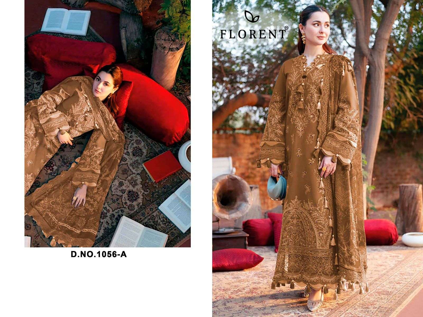 FLORENT D NO 1056 COTTON WITH HEAVY EMBROIDERY DESIGNER PAKISTANI SUIT