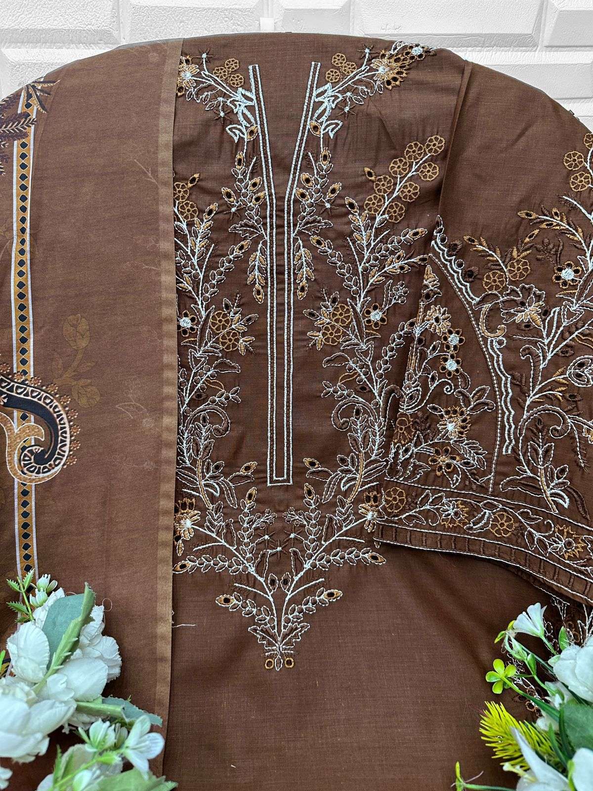 FLORENT D NO 1056 COTTON WITH HEAVY EMBROIDERY DESIGNER PAKISTANI SUIT