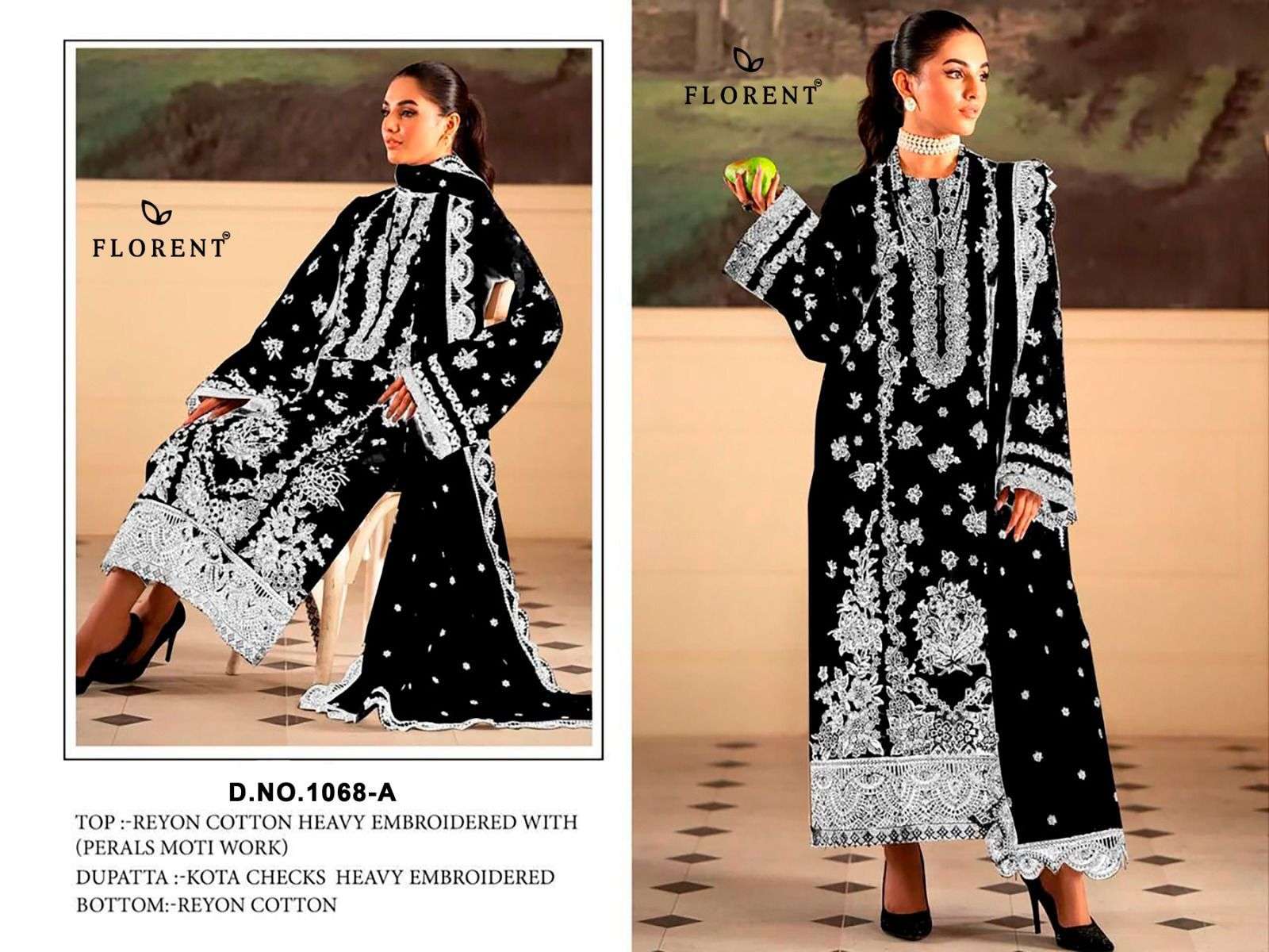 FLORENT D NO 1068 COTTON WITH EMBROIDERED DESIGNER PAKISTANI SUIT