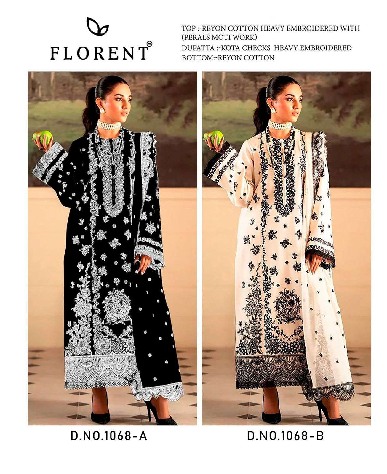 FLORENT D NO 1068 COTTON WITH EMBROIDERED DESIGNER PAKISTANI SUIT