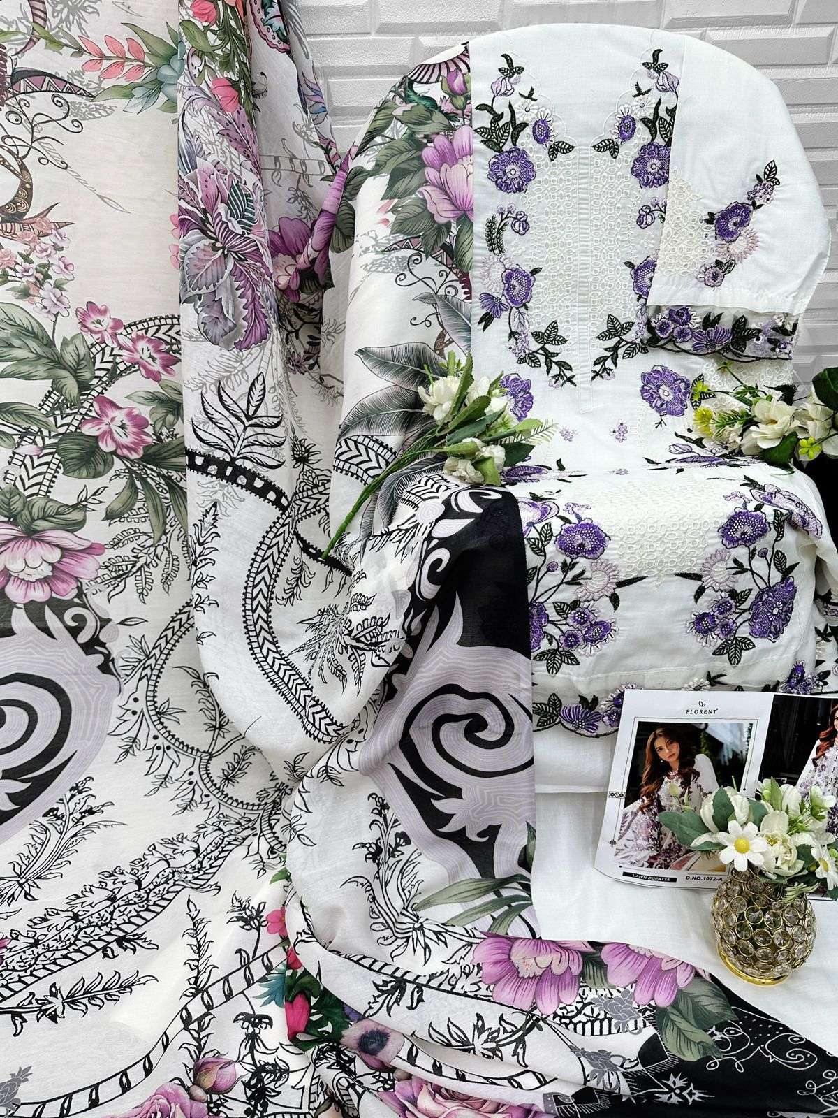 FLORENT D NO 1072 COTTON WITH HEAVY EMBROIDERY DESIGNER WORK SUIT