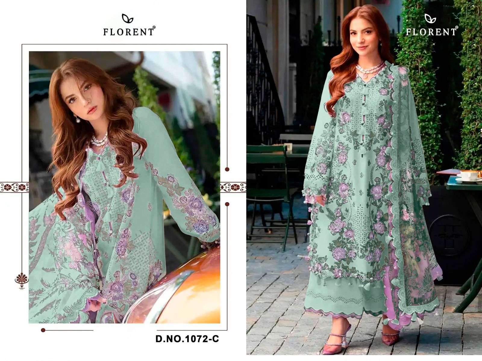 FLORENT D NO 1072 COTTON WITH HEAVY EMBROIDERY DESIGNER WORK SUIT