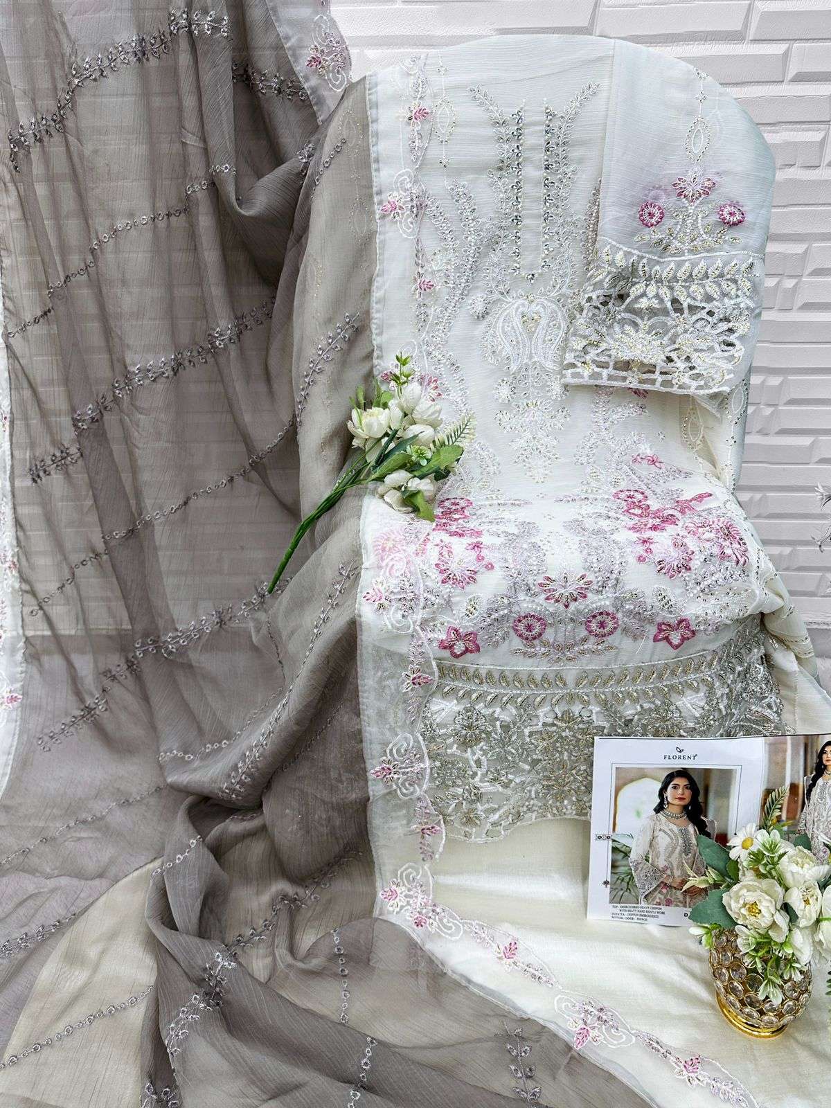 FLORENT D NO 1073 HEAVY EMBROIDERY DESIGNER WORK PAKISTANI SUIT