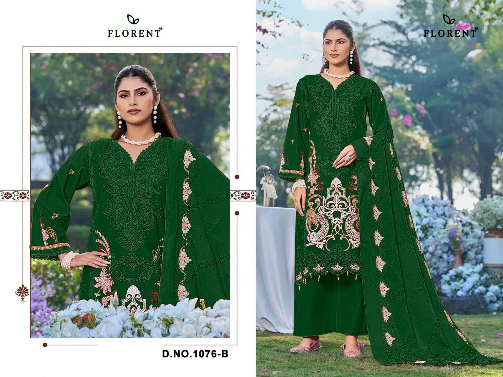 FLORENT D NO 1076 COTTON WITH HEAVY EMBROIDERY DESIGNER WORK SUIT