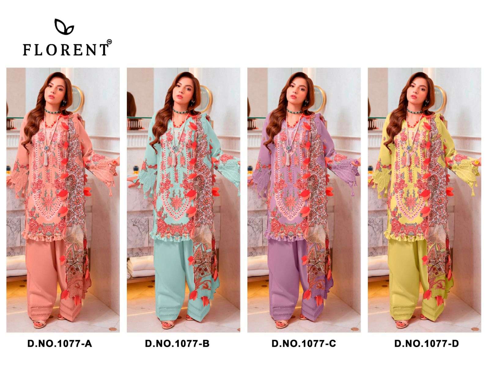 FLORENT D NO 1077 COTTON WITH HEAVY EMBROIDERY DESIGNER WORK PAKISTANI SUIT