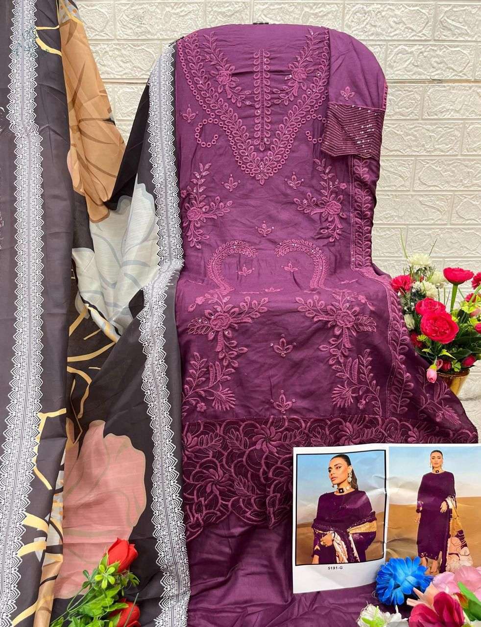 FLORENT D NO 1082 COTTON EMBROIDERED PAKISTANI SUIT