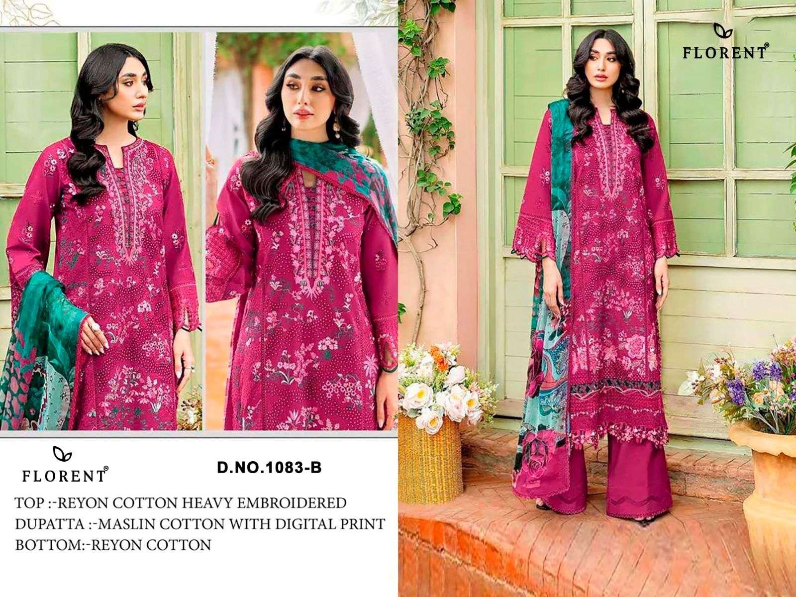 FLORENT D NO 1083 B COTTON WITH HEAVY EMBROIDERY WORK SUIT