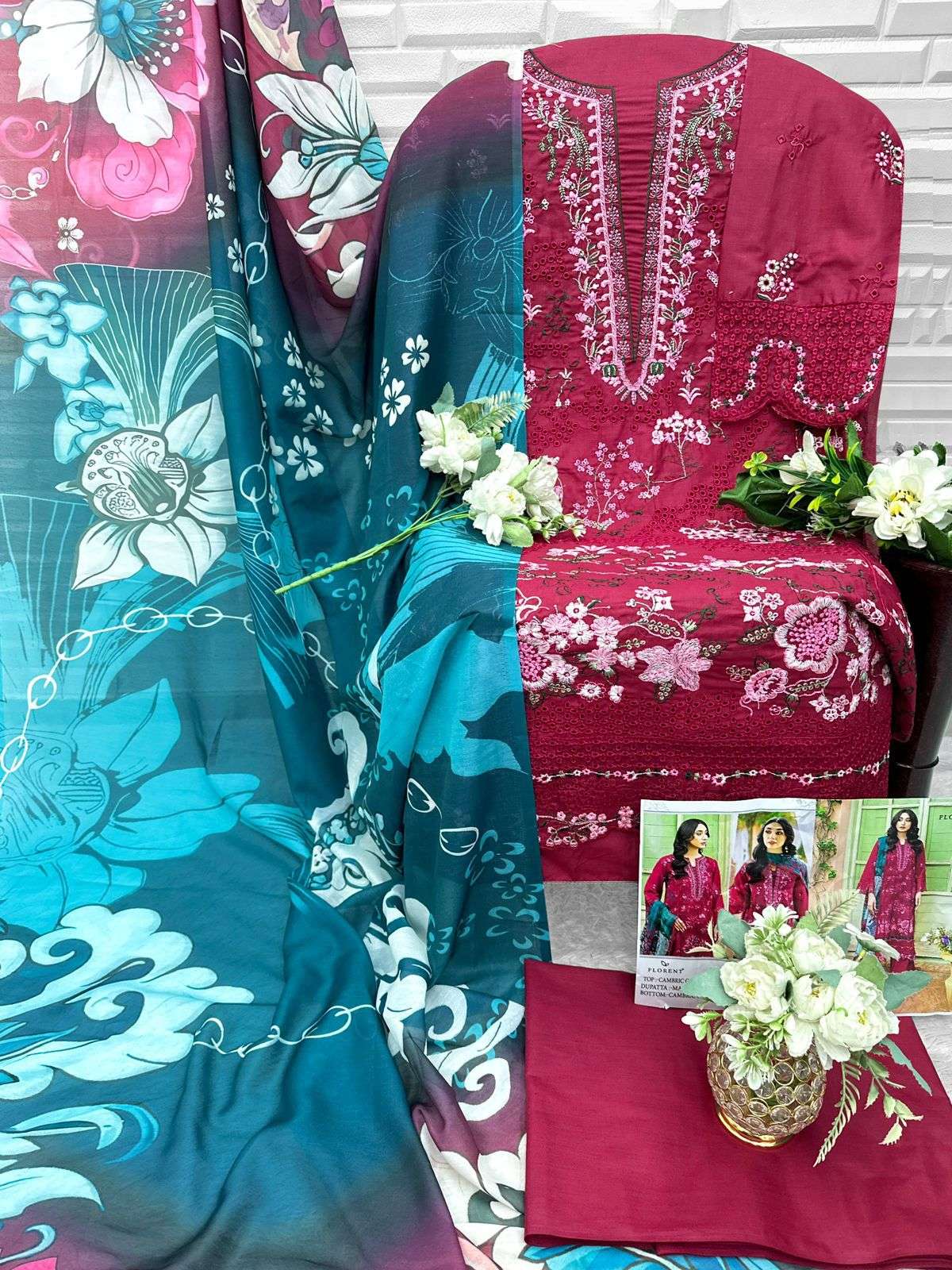 FLORENT D NO 1083 B COTTON WITH HEAVY EMBROIDERY WORK SUIT