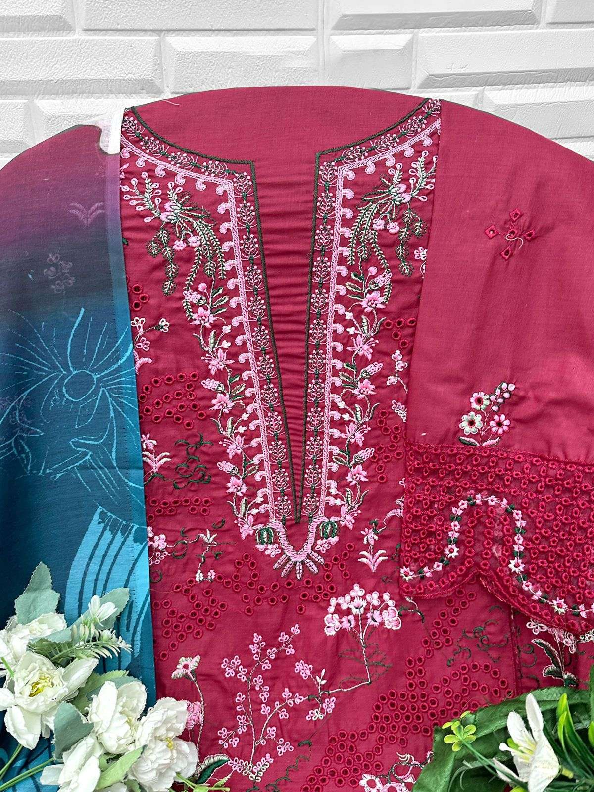 FLORENT D NO 1083 B COTTON WITH HEAVY EMBROIDERY WORK SUIT