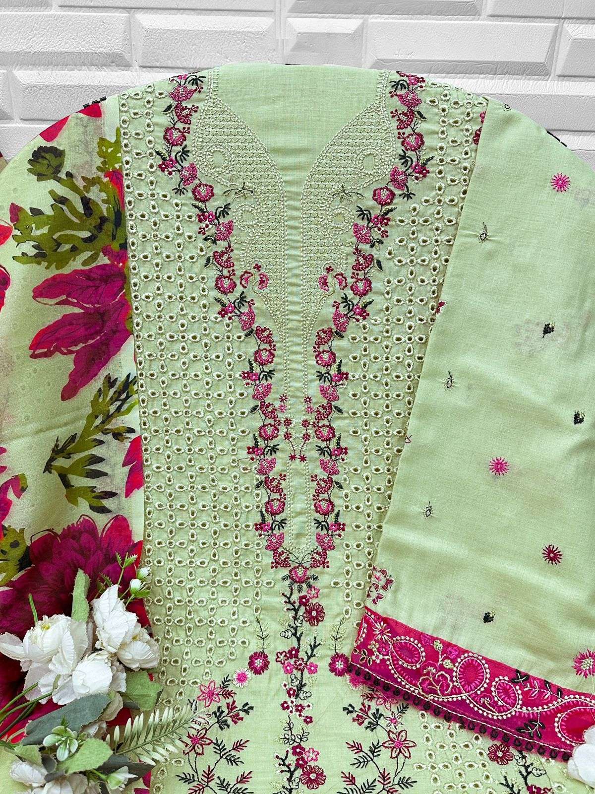 FLORENT D NO 1084COTTON WITH HEAVY EMBROIDERY DESIGNER WORK SUIT